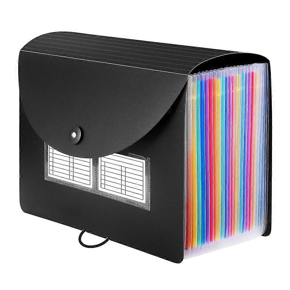 24 Pockets Expanding File Folder with Blank Labels Desktop Accordion Folders Letter A4 Paper Document Storage Organizer