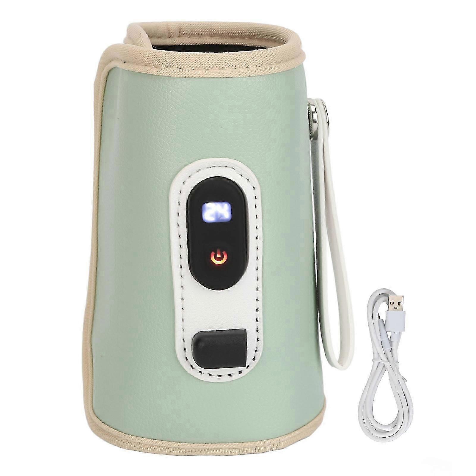 Milk Bottle Warmer Bag with LCD Display 5 Speed Temperature Adjustable Waterproof USB Portable Bottle Warmer for All Bottles Green
