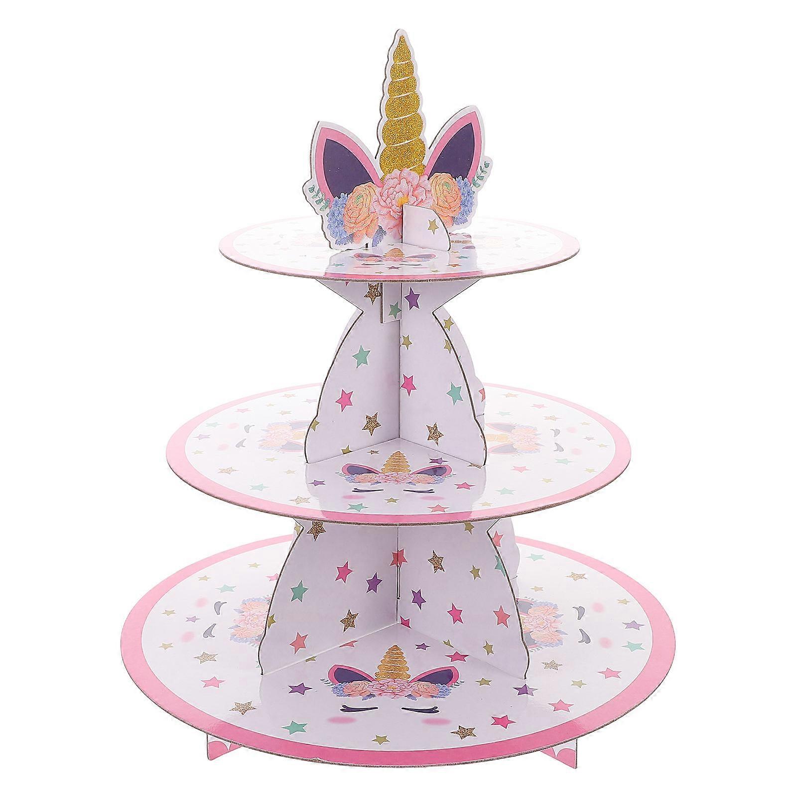 Unicorn Cake Stand Paper Dessert Stands for Party Multi Layer Display