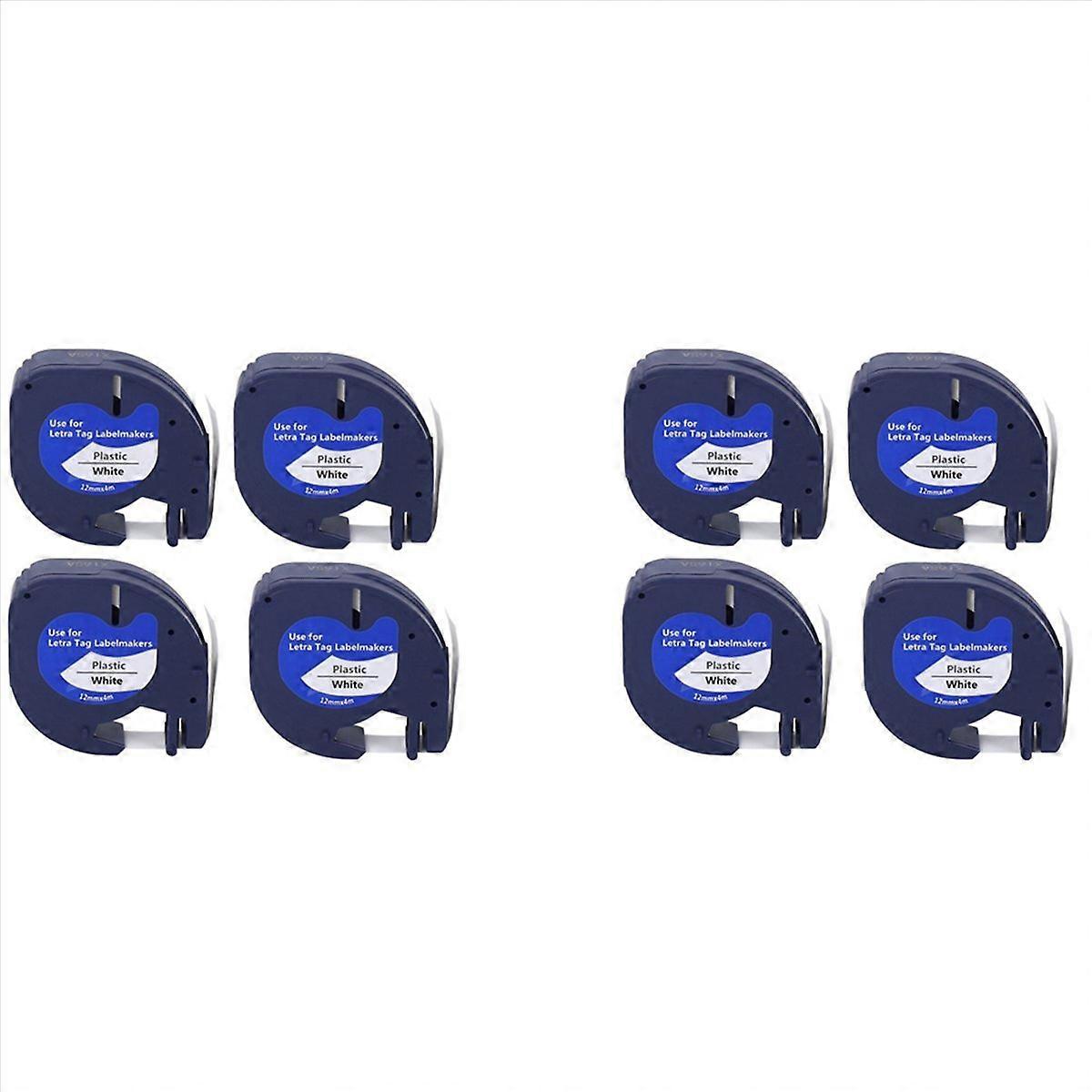 8 Pack Compatible Label Tape Replacement for Black on White Plastic Label Tape for Label Maker