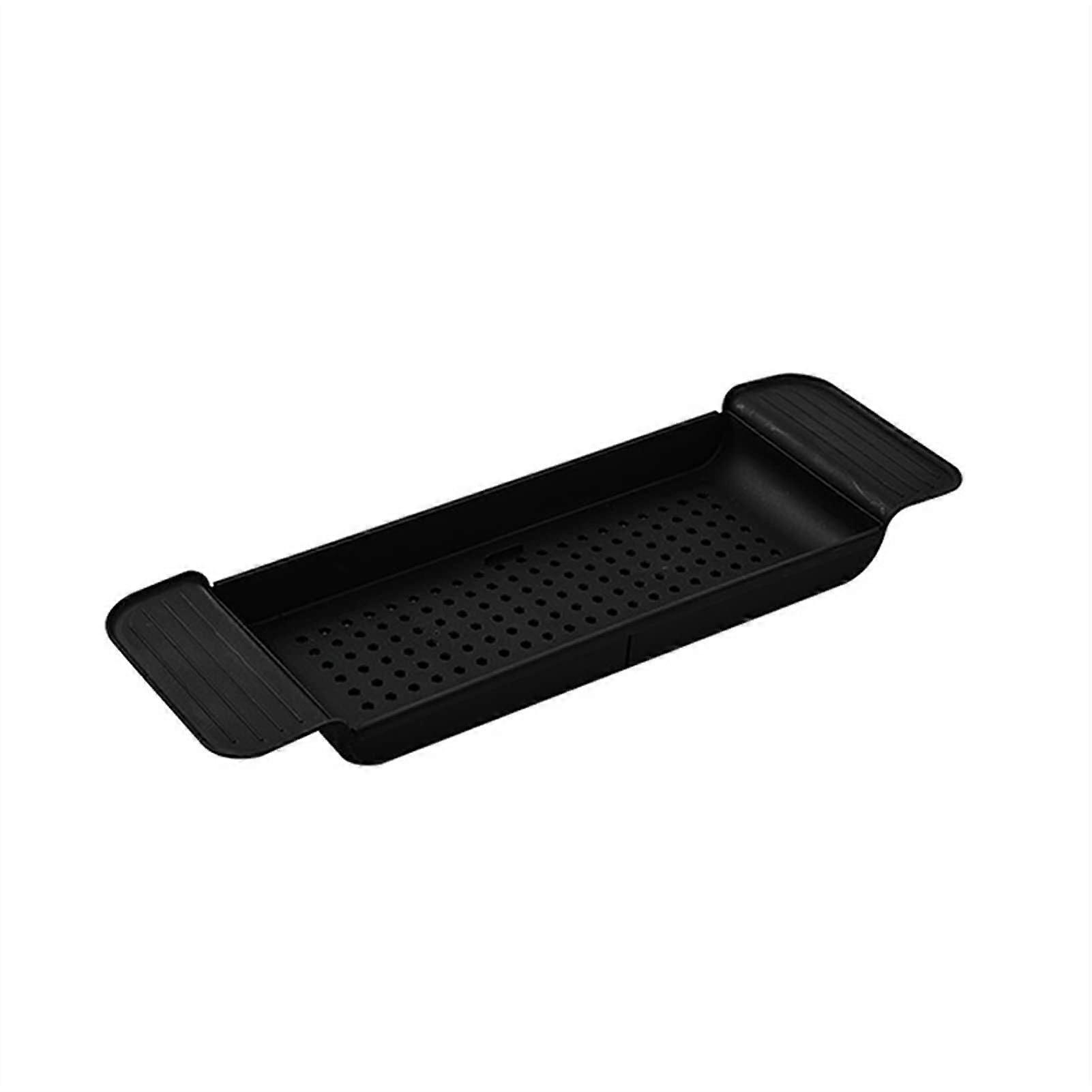 Retractable Bathtub Caddy Tray with Expandable Storage for Towels, Toys, Shampoo, PP AntiSkid Black