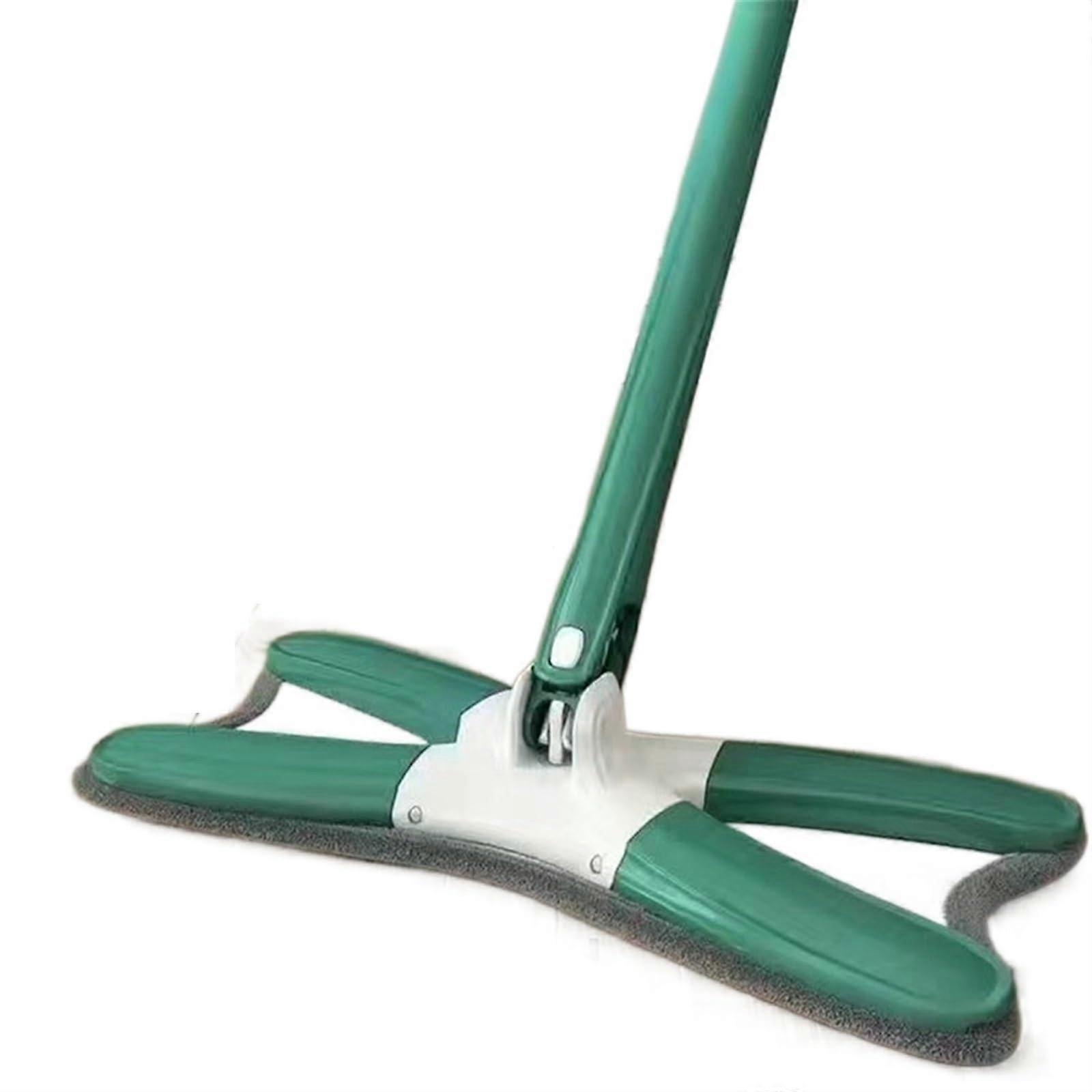 Flat Floor Mop with Replaceable Cloth Heads, Hands Squeeze Mop for Home Cleaning (Green)