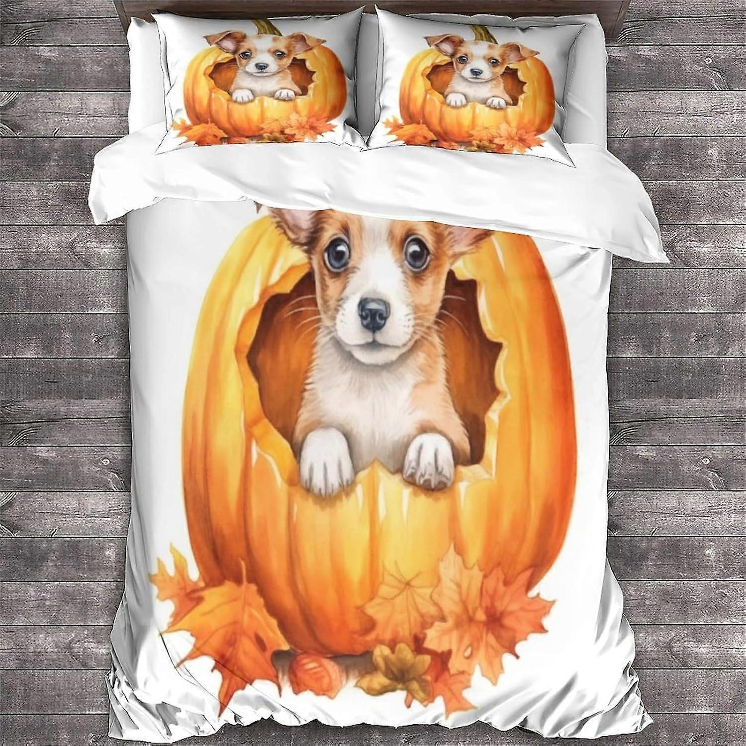 LikeEj غطاء لحاف مجموعة هالوين الفراش 3 قطع ، لينة ستوكات 3D نمط لحاف غطاء سحاب إغلاق مع أكياس وسادة