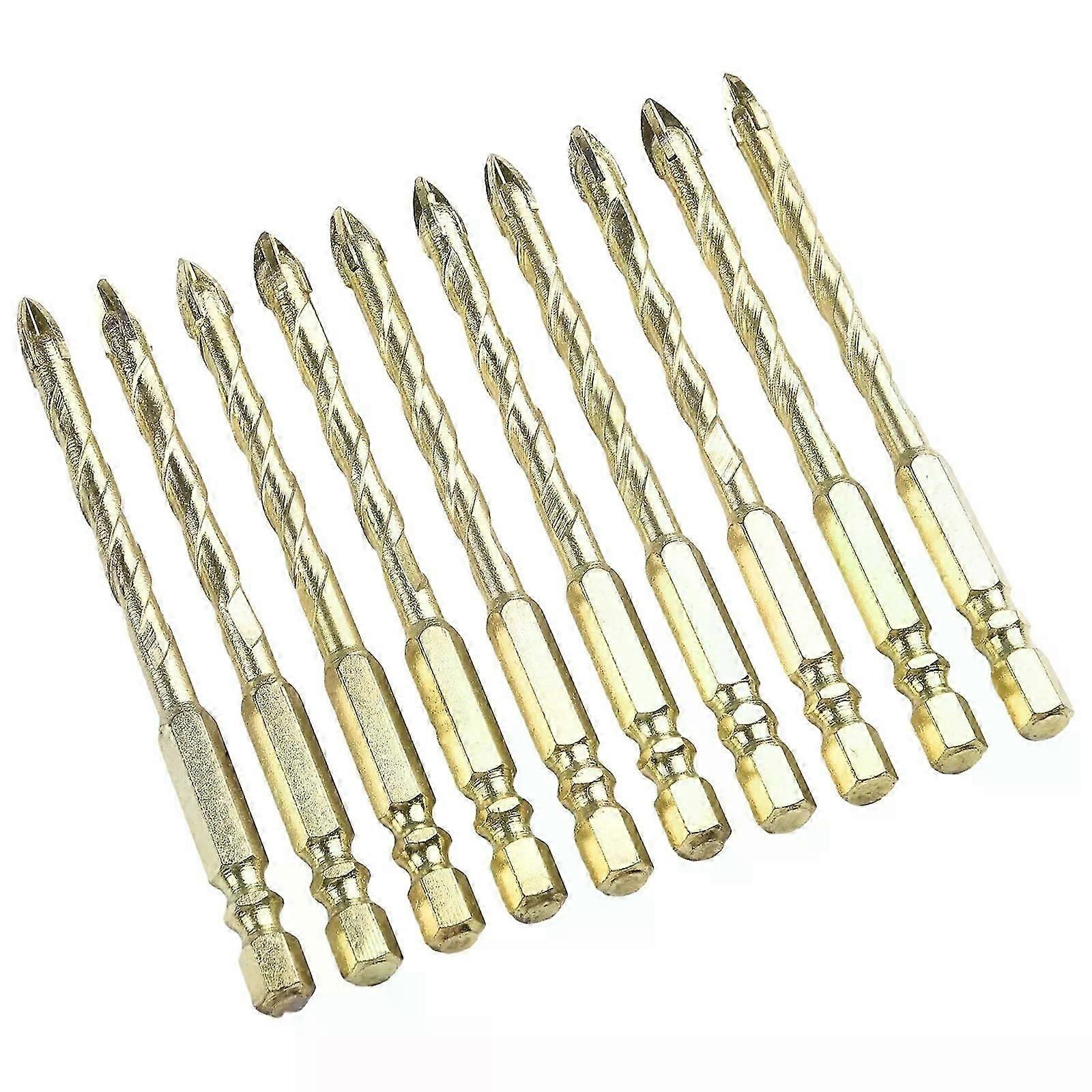 10PCS 6/8mm Cross Hex Tile Drill Bits Set For Glass Ceramic Concrete Brick Hole Opener Carpenter Tool Triangle Bit