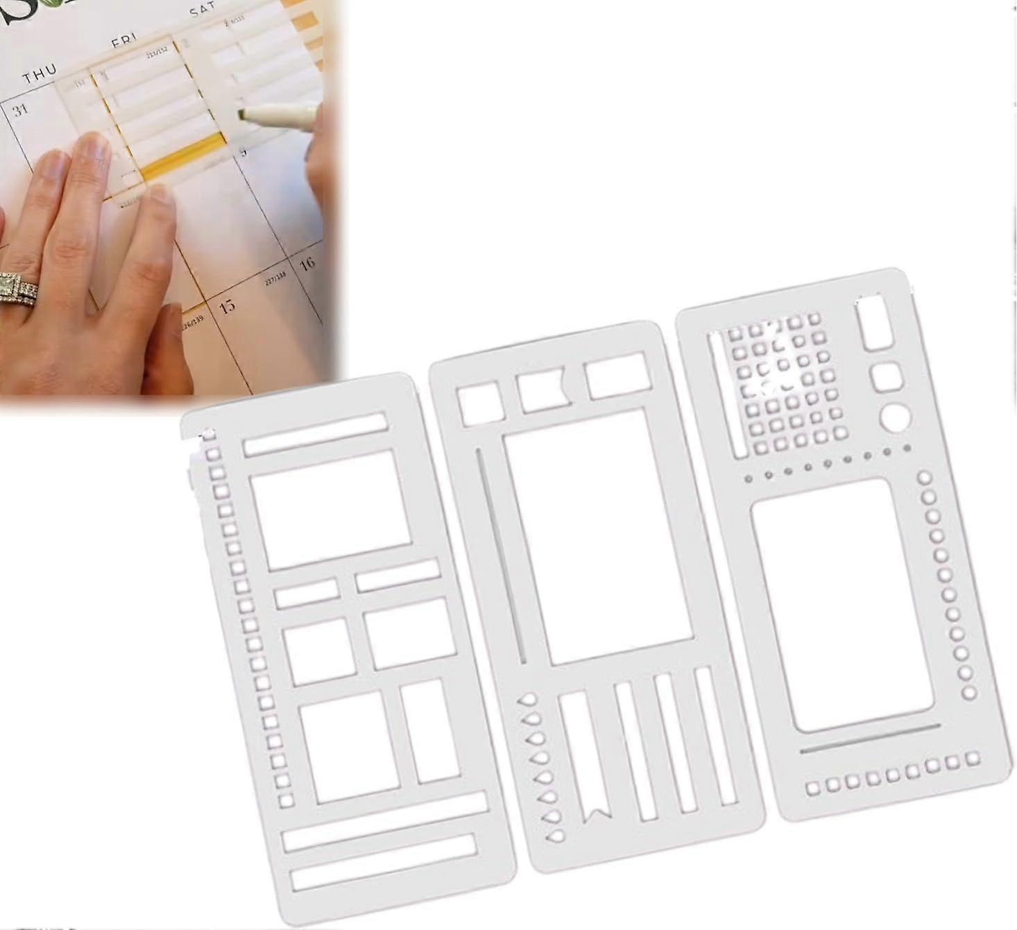 Handmade Flexible Record Template, Calendar Stencils for Planners, Versatile Reusable Templates, Flexible Drawing and Checklist Templates 3 Pack