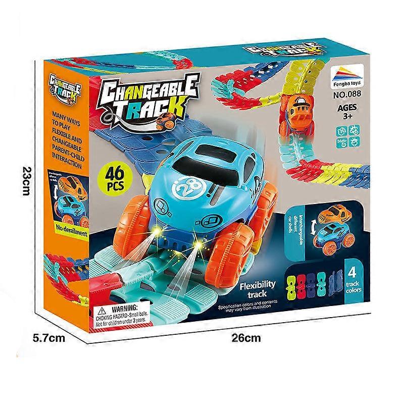 Kids Race Track Set, Anti-Gravity Flexible Track Toy with LED Light-Up Car, Interchangeable Car Shells & Multicolor Changeable Tracks