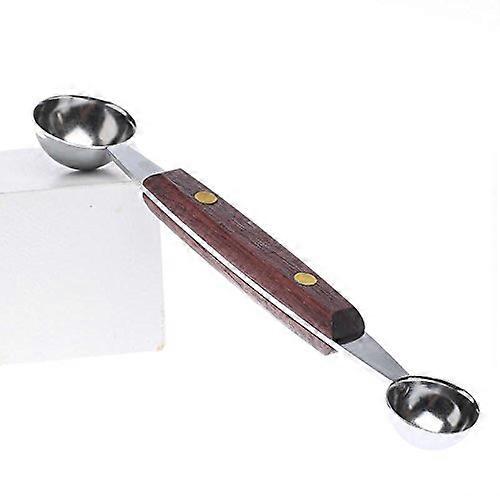 Set of 4 Double Ended Melon Ballers with Wooden Handles and Two Scoop Sizes for Fruit and Dessert