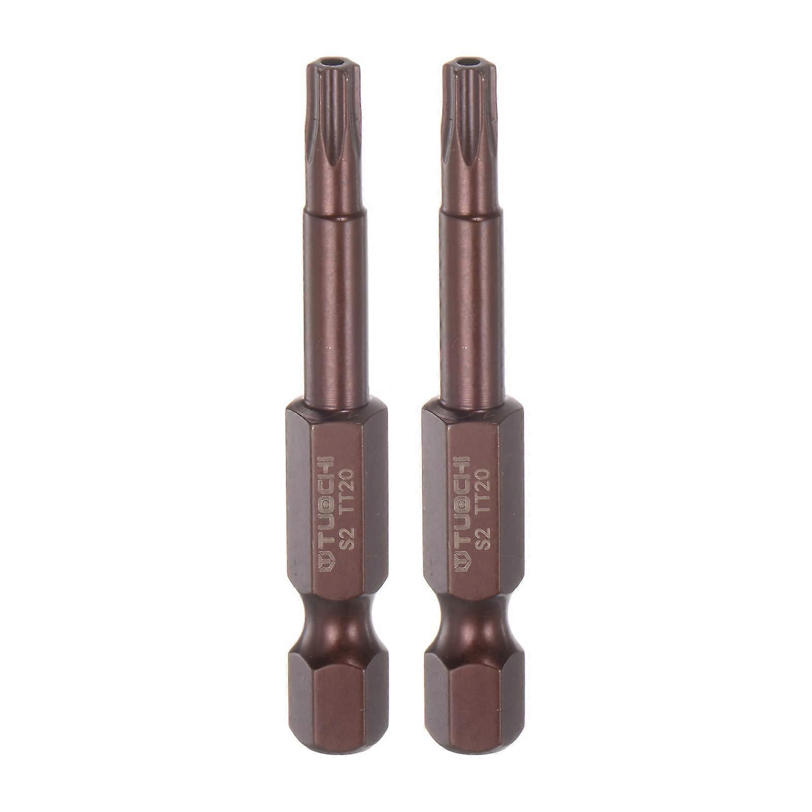 2 Pack T20 Torx Security Bit 1/4 Inch Hex Shank Magnetic Star Screwdriver Drill Attachment 2 Inch Red