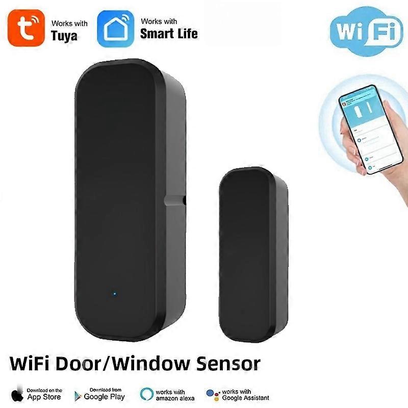 Tuya Smart WiFi Dörrsensor Smart Home Öppen Stäng Detektor Smartlife App Kontroll Avisering Kompatibel med Alexa Google Home