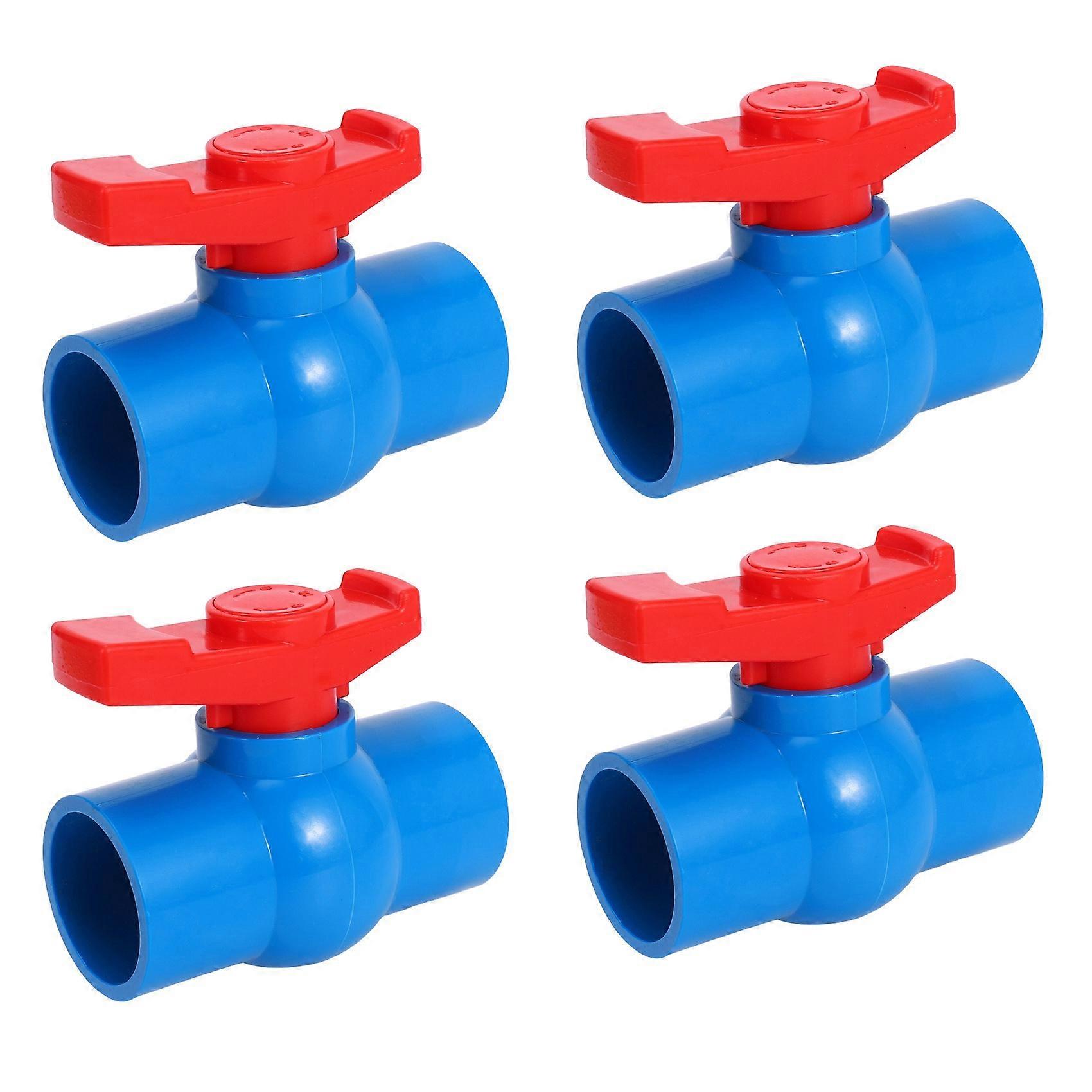 4X 40mm x 40mm Slip Full Port Red Handle Lever U-PVC Ball Valve Blue