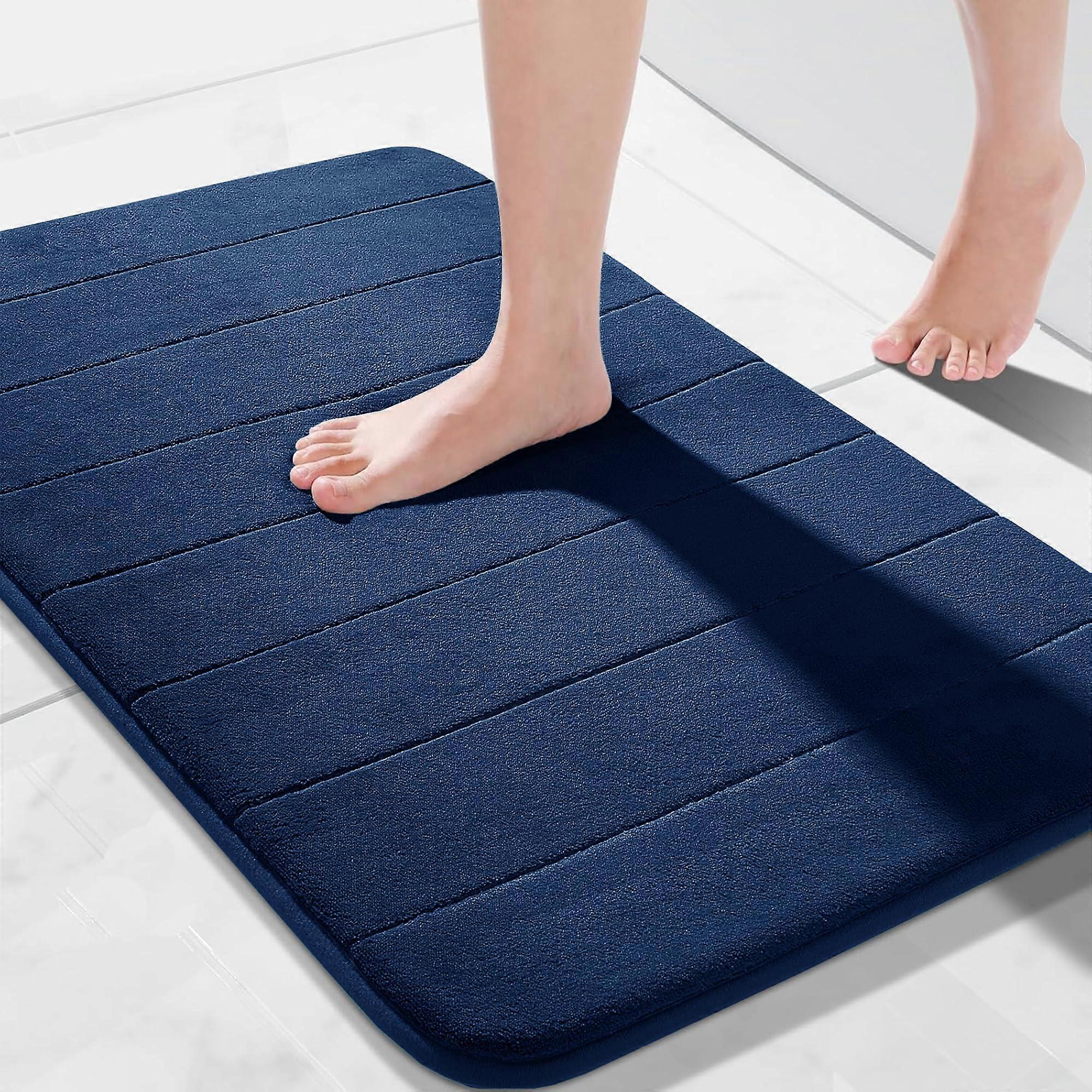 Memory Foam Bath Mat 50x80cm Navy – Extra Soft Non Slip Washable Absorbent Bathroom Rug