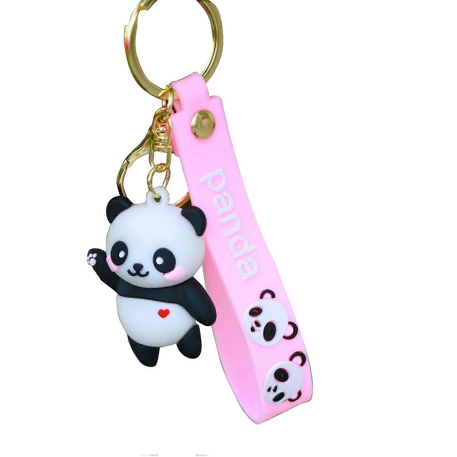 Panda Keychain Kawaii Backpack Charm, Durable Silicone Key Holder, Cute Pink Gift Accessory