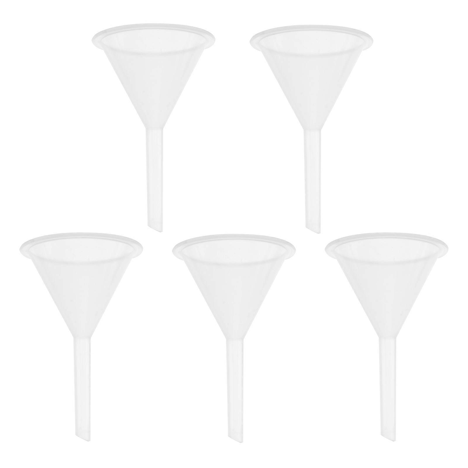 5 Pcs 60ml Multipurpose Clear White Plastic Funnels for Laboratory Filter