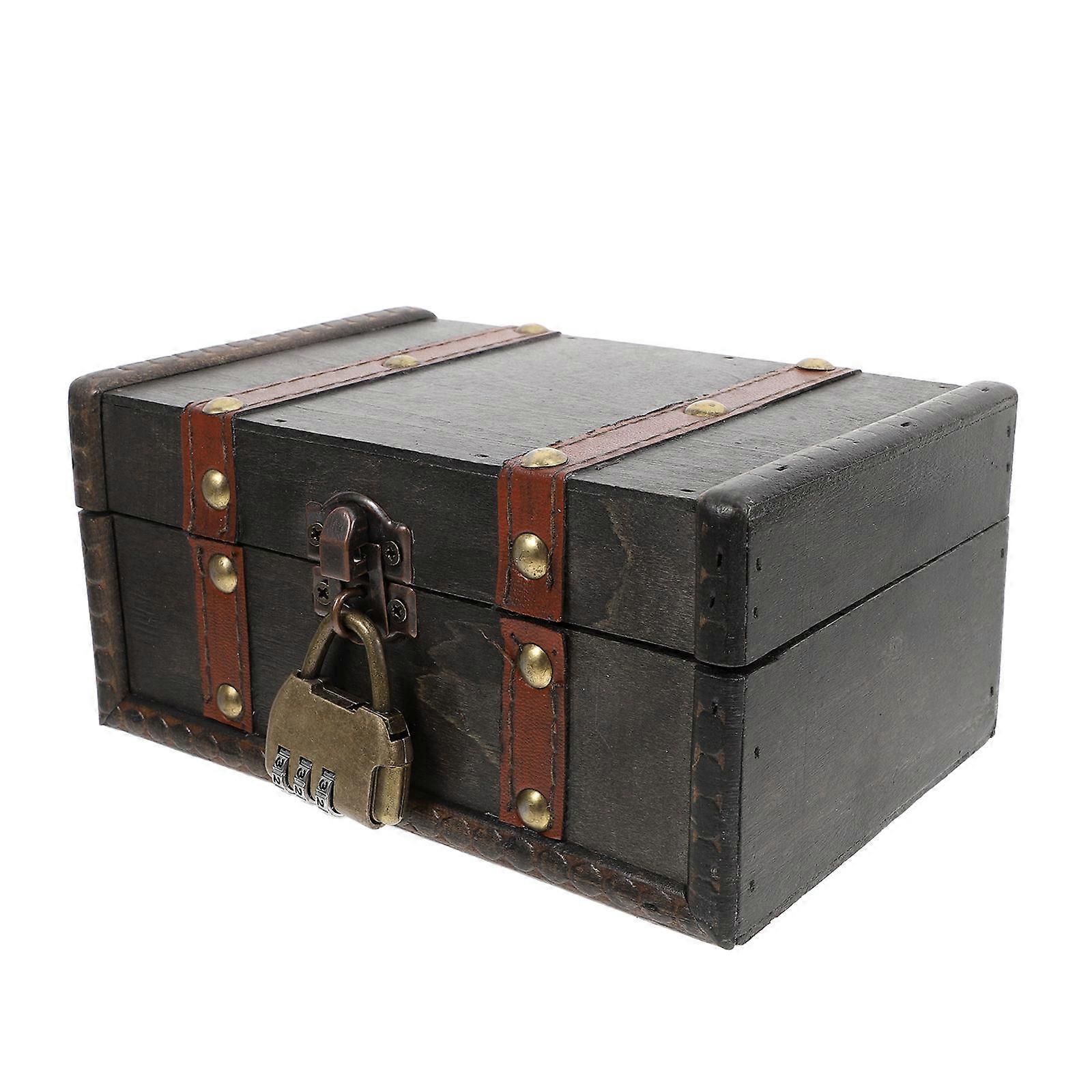 Retro Treasure Chest Trinket Holder For Memories And Documents With Lock Function In Rectangular Shape 2Pcs