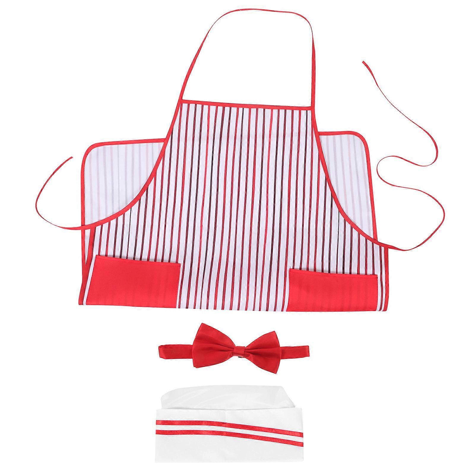 Chef Apron Hat and Bowtie Set for Kitchen Use Unique Design Comfortable Material Universal Size