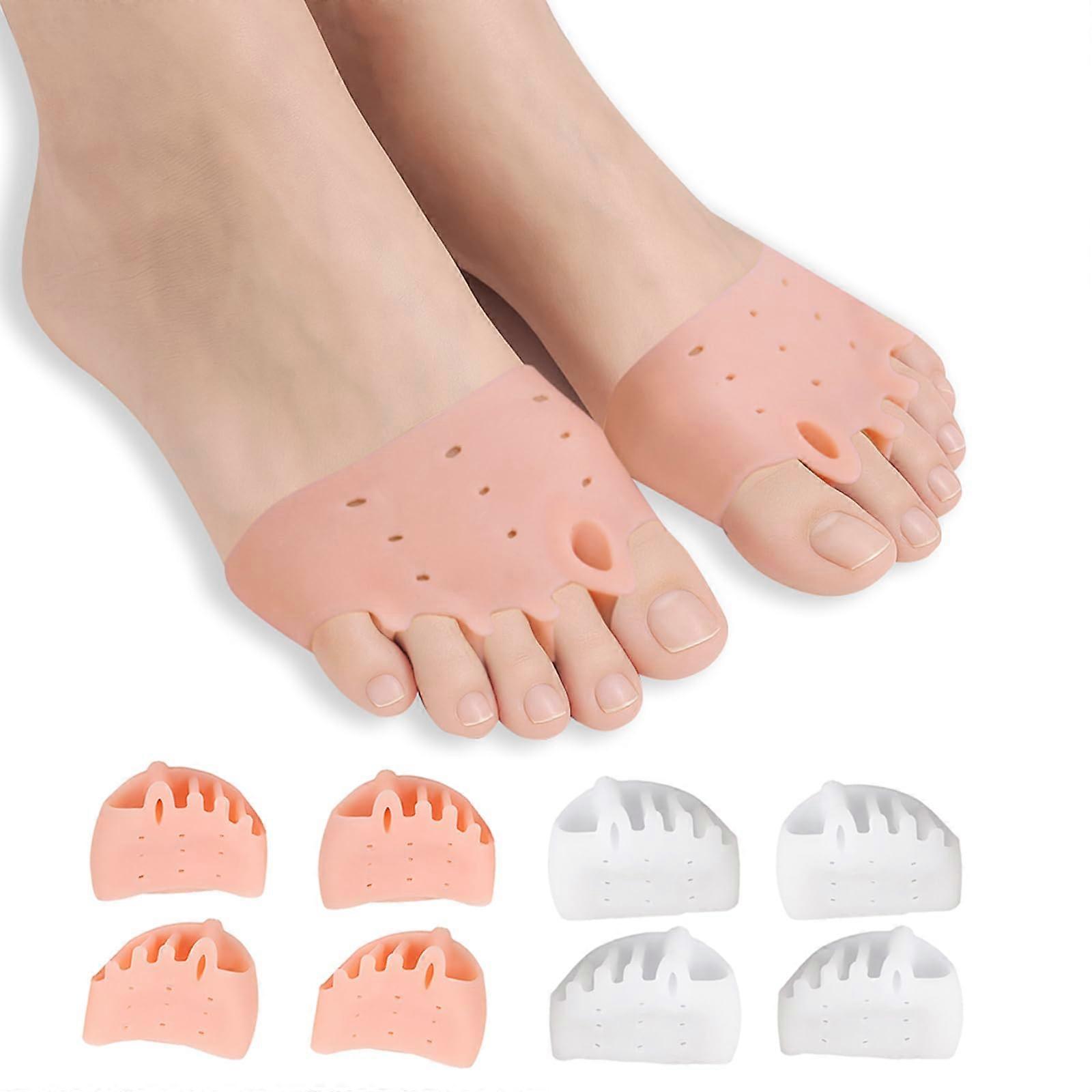 4 Pairs Silicone Toe Separators for Bunion Relief, Breathable Alignment Corrector for Women and Men