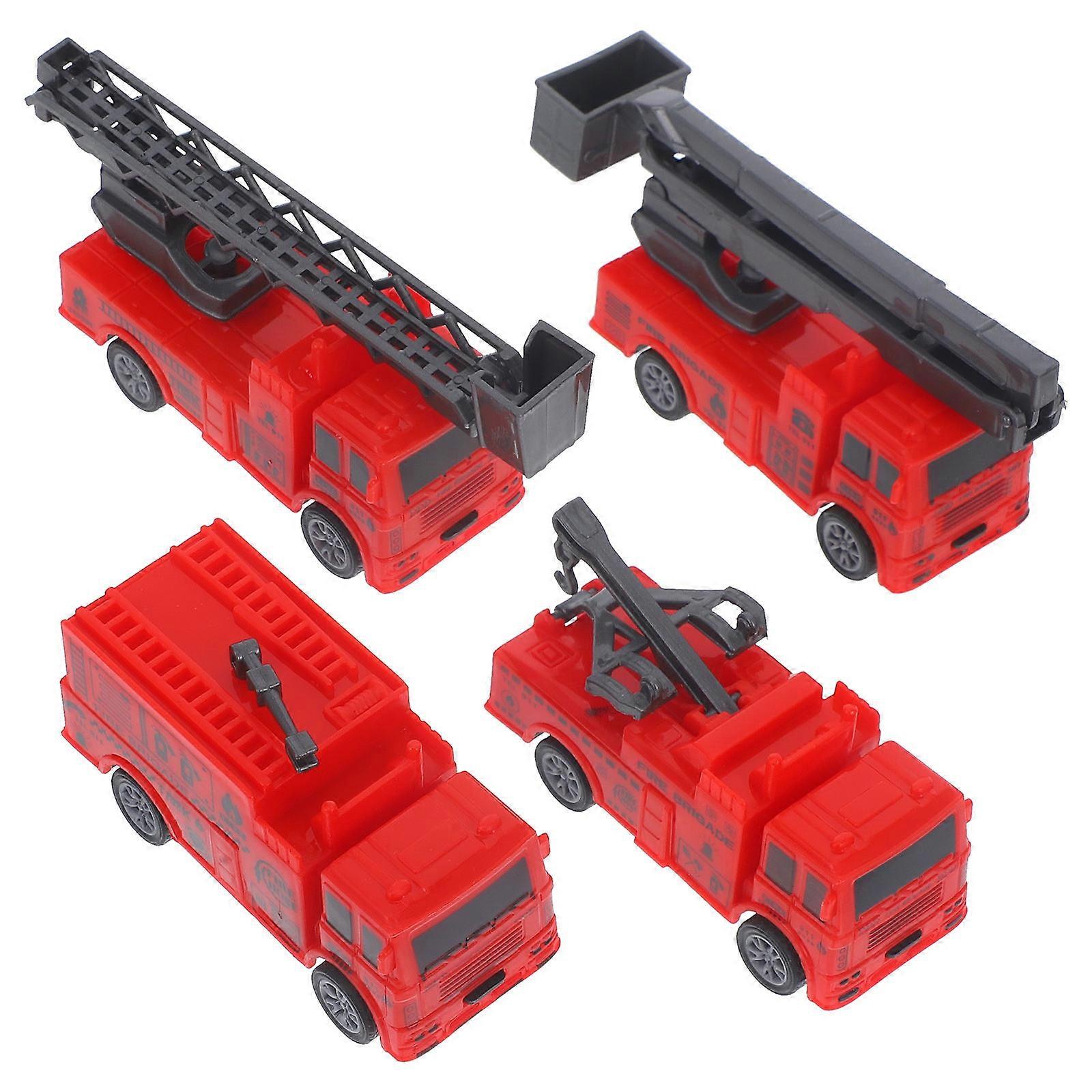 Fire Truck Toy for Playing with Craftsmanship and Realistic Design 4 Pieces Dark Red ABS