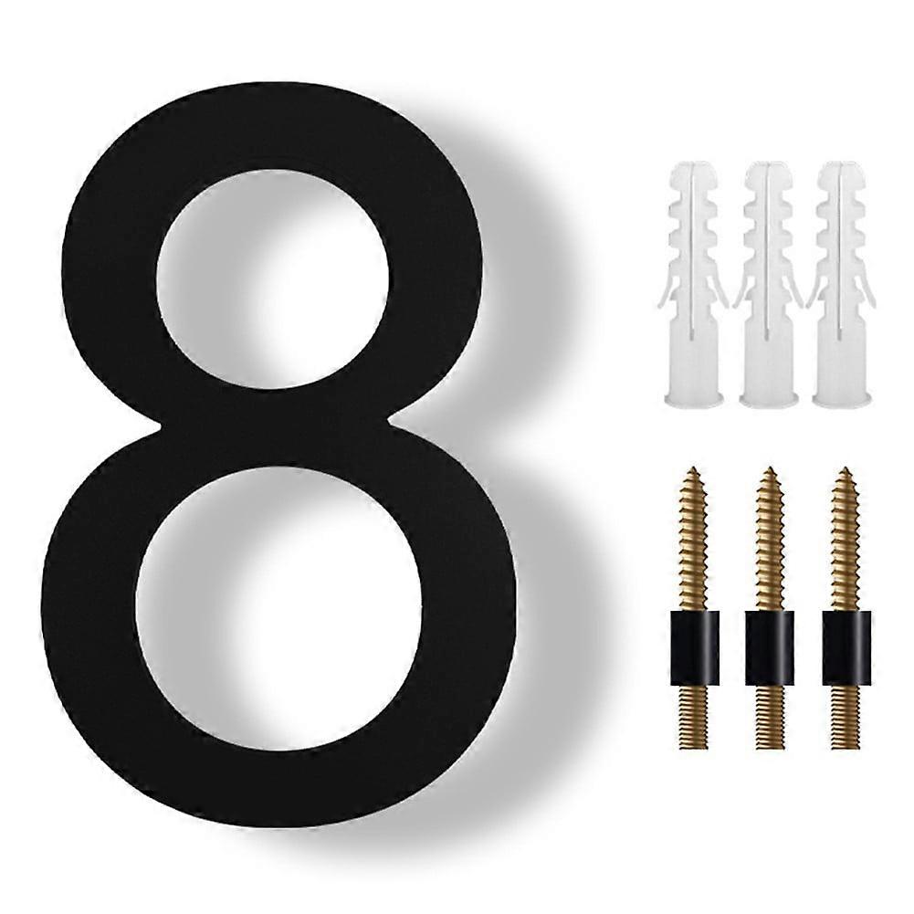 8 inch Modern Floating House Numbers Large Black Shadow Home Address Garage Gate
