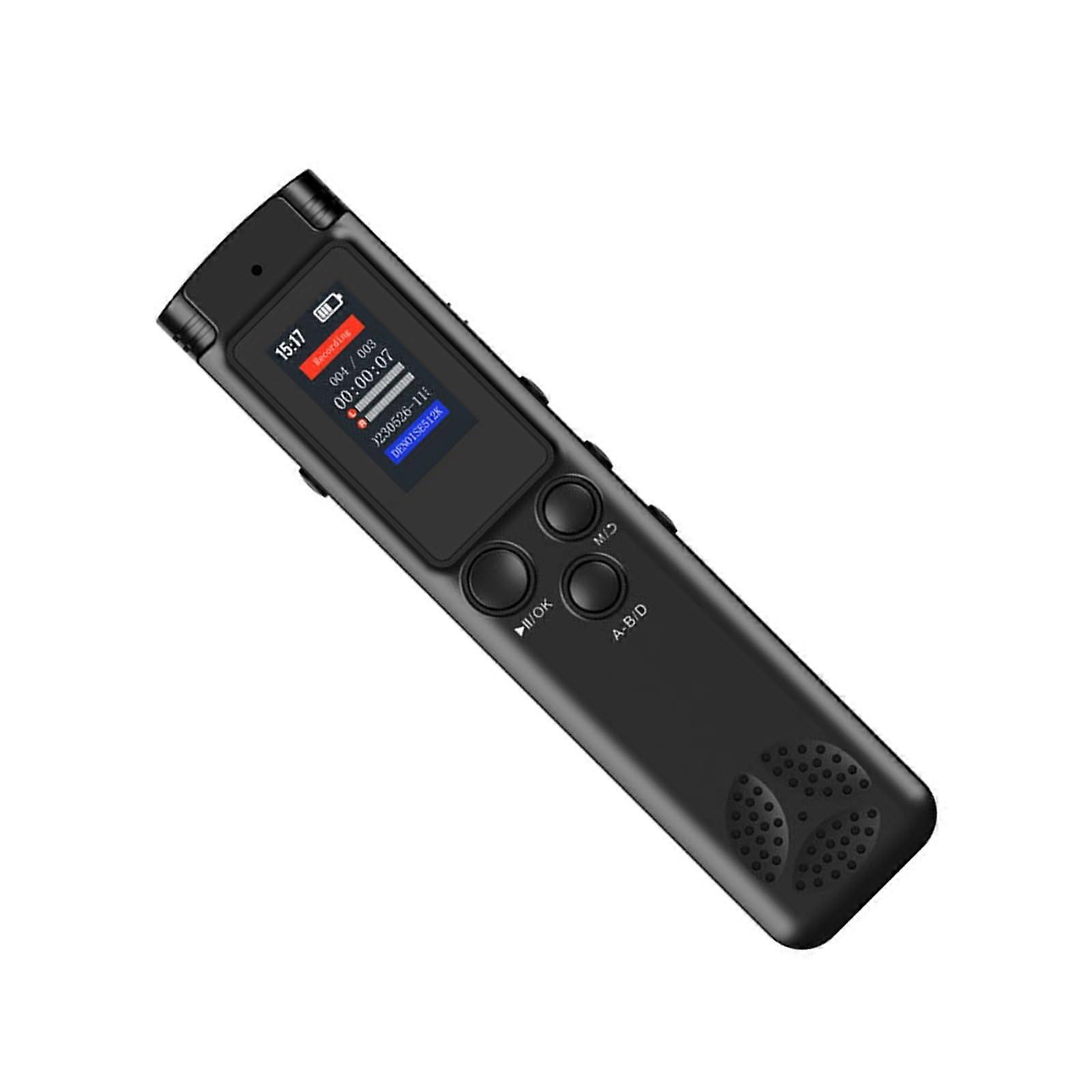 Voice Control Recorder With 16GB/64GB Memory Noise Canceling Conference Recorder 0.96 Inch Portable Black
