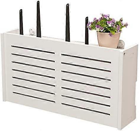 Wall Mounted Router Shelf with Large Capacity, Easy Cable Management, White WiFi Storage Box 22x8.5x20cm