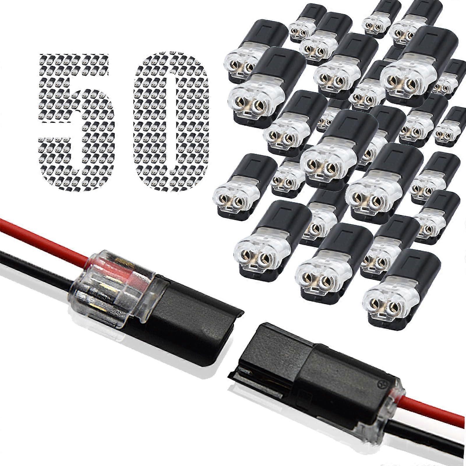 50PCS Dual Wire Connector with Locking Buckle, Quick Electrical Connection, Builtin Test Hole