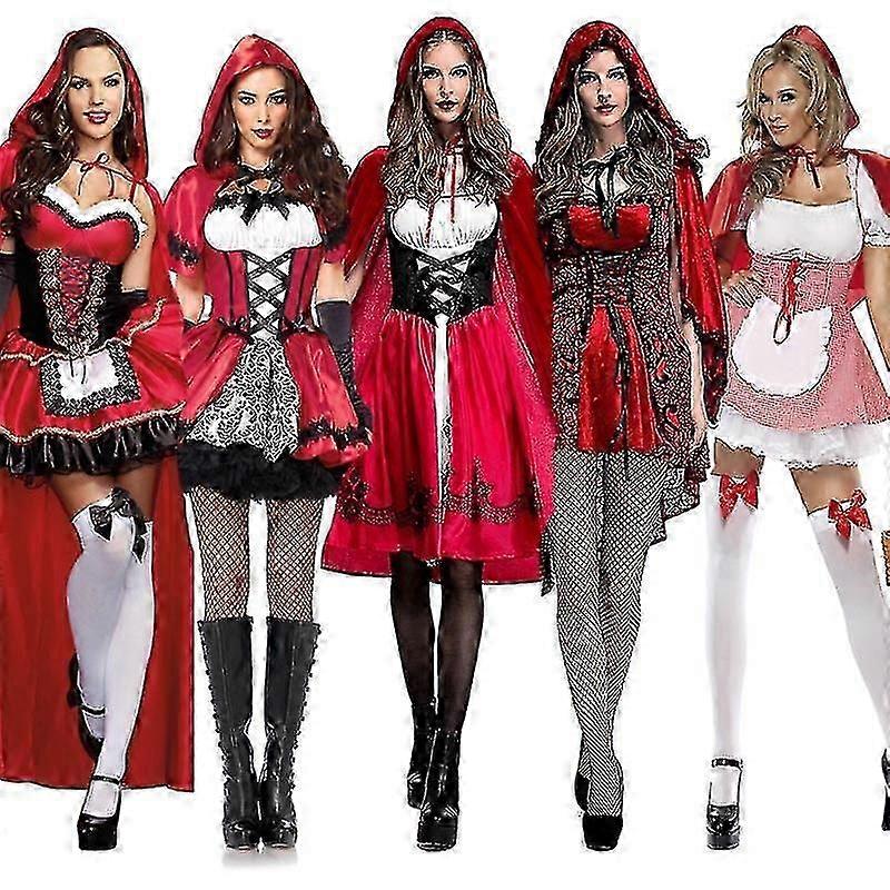 حجم S-6xl هالوين السيدات الأحمر قليلا ركوب هود زي الخيال الدجاجة حزب رداء كوسبلاي لعبة موحدة يتوهم اللباس