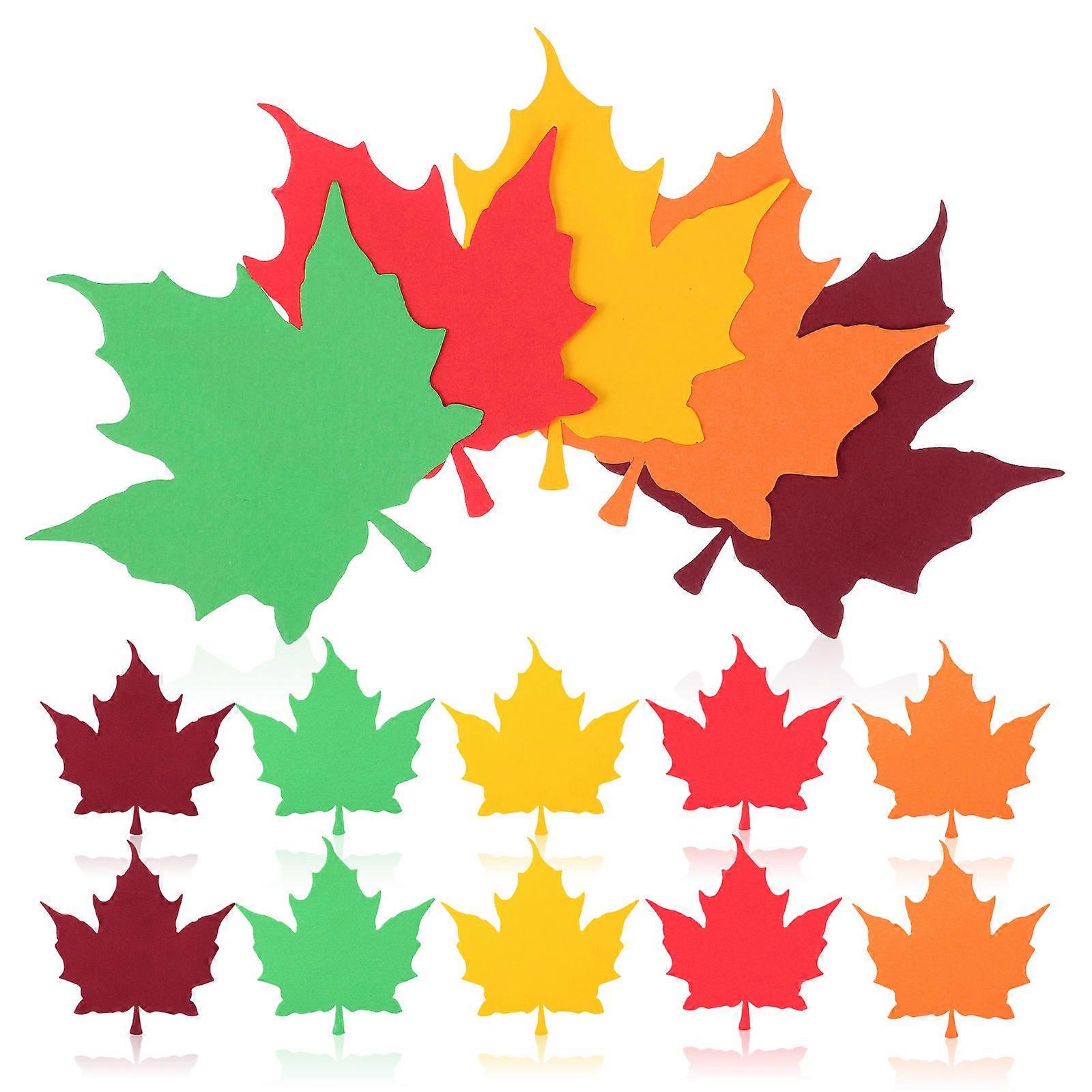 50pcs Fall Decorative Paper Cutout Maple Leaves for Bulletin Board and Wall Decoration Multi Color