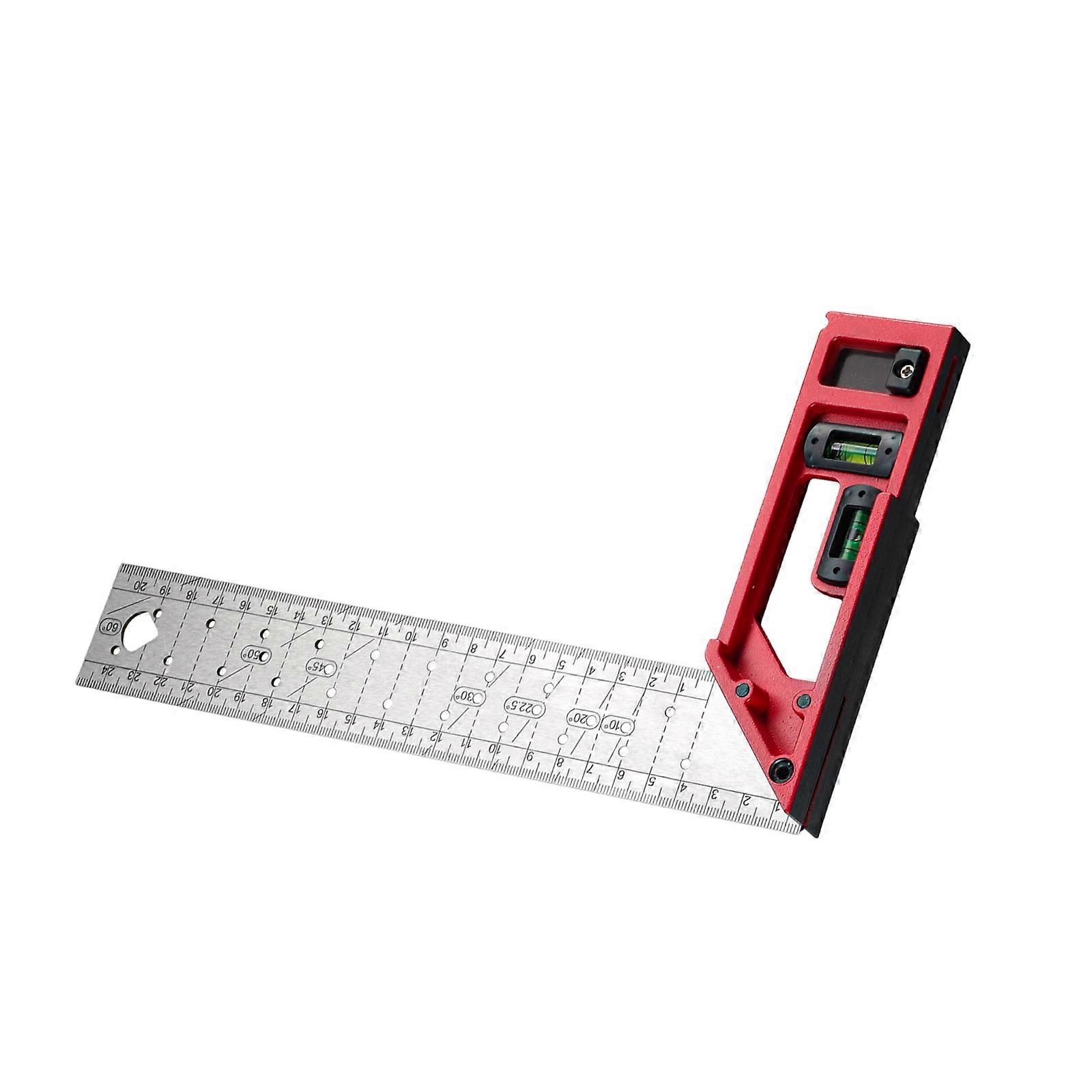 Professional Measuring Instrument With High Accuracy Lasering Scale Integrated Bubble Level And Multiple Angled Hole Designs For Carpentry Projects 