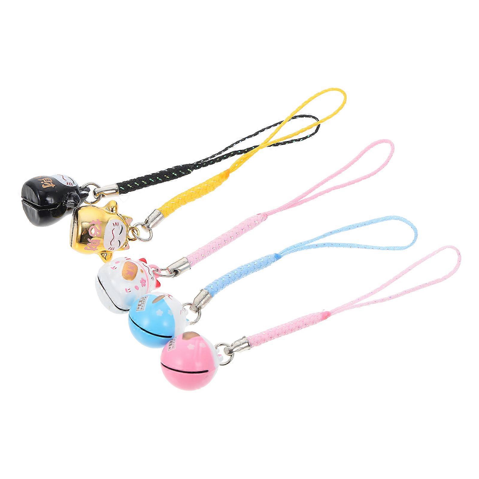 Copper Fortune Cat Keychain for Bag and Phone Decor 5Pcs Set