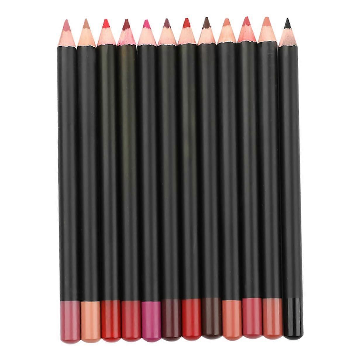 12pcs Waterproof Matte Lip Liner Pencils Long Lasting Multiuse for Lips Eyebrows Eyeliner