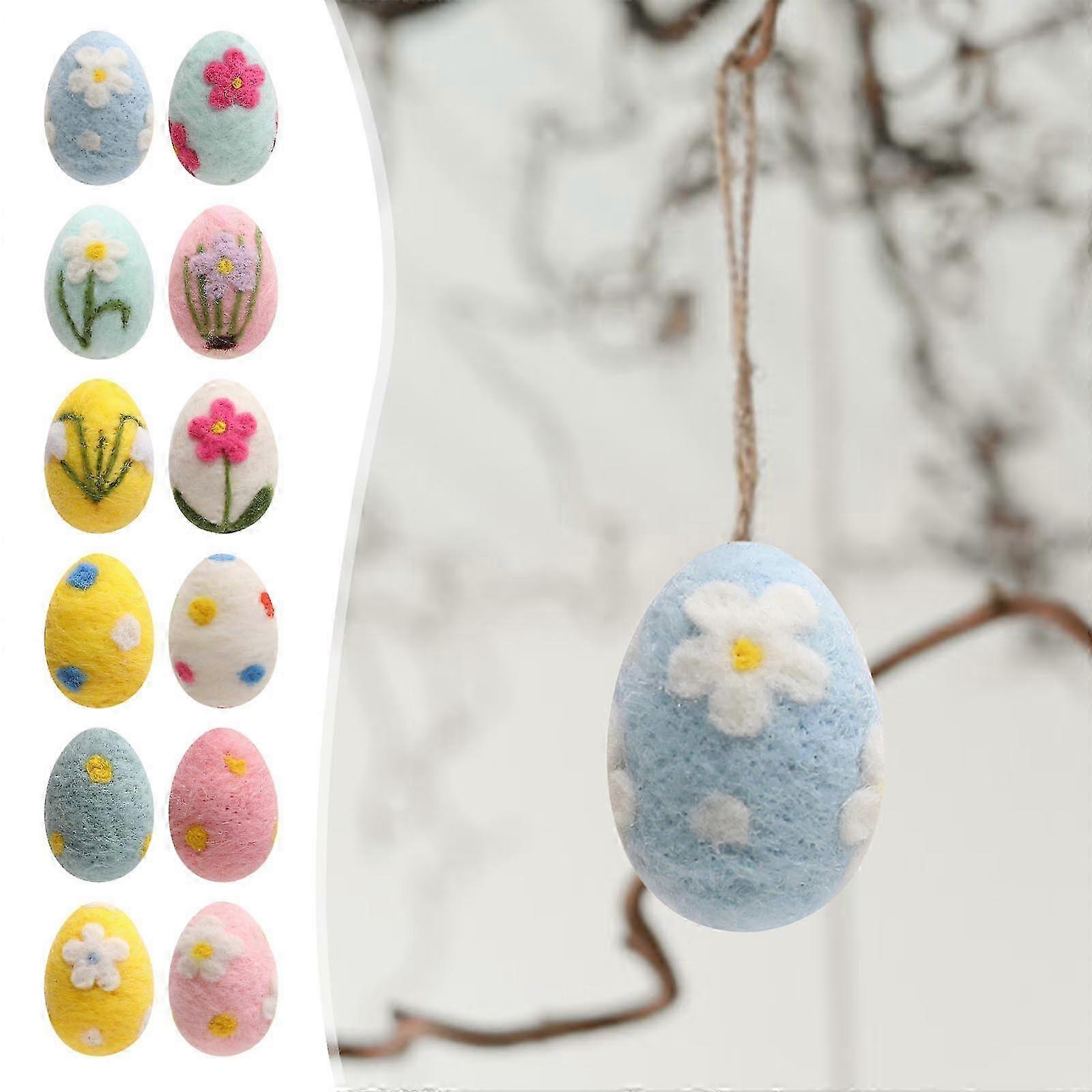 2025 12PC Easter Simulation Wool Foam Wreath Decoration