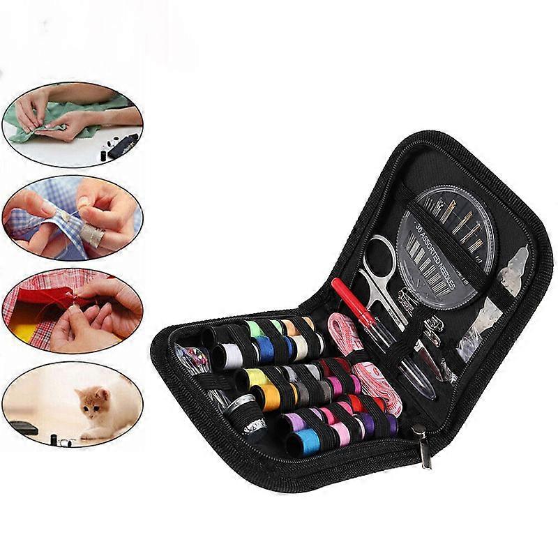 Travel Sewing Kit Needles Thread Scissors Set for Sewing 58Pcs Black