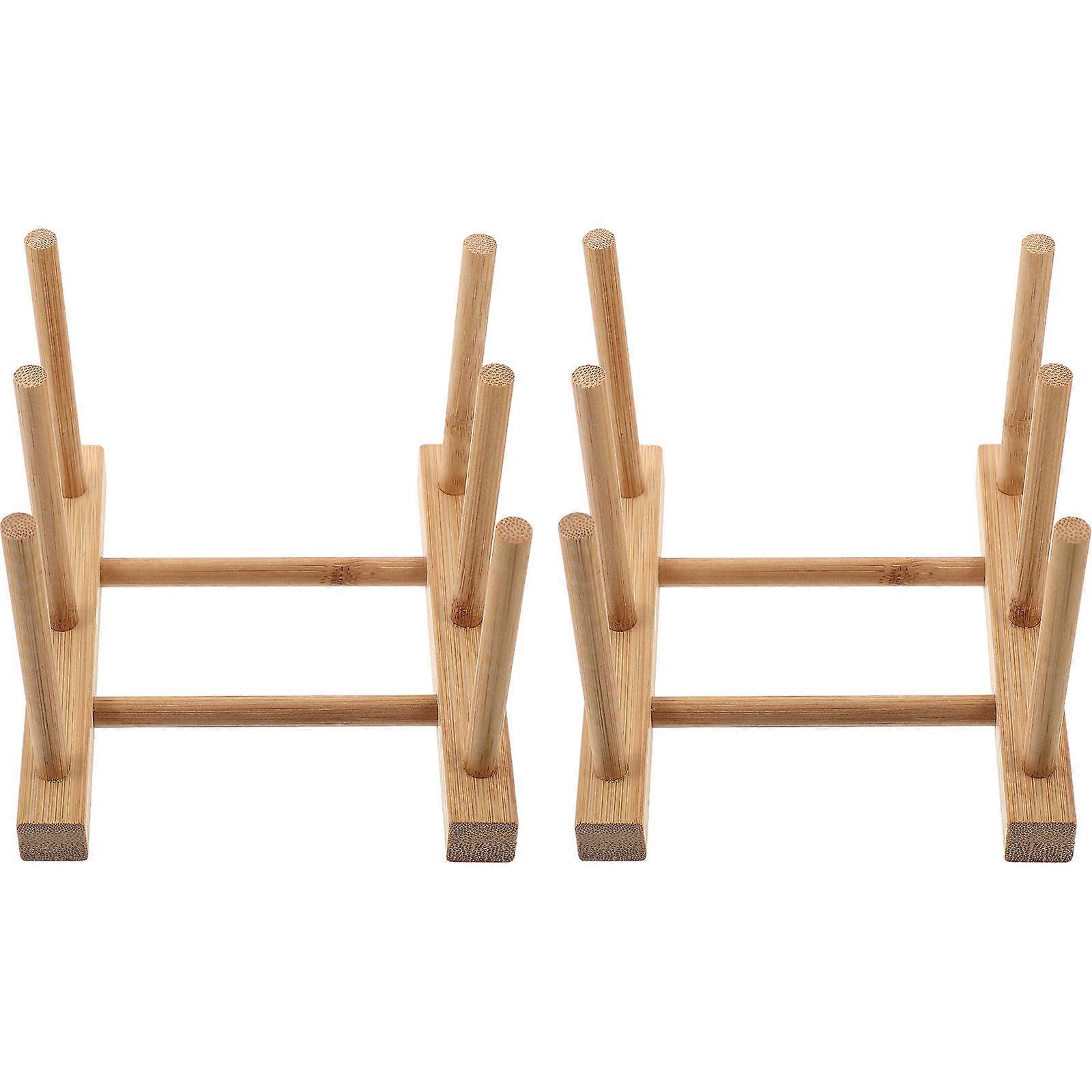 Drying Rack Bamboo Water Mug Drainer Stand 2Pcs for Home Use
