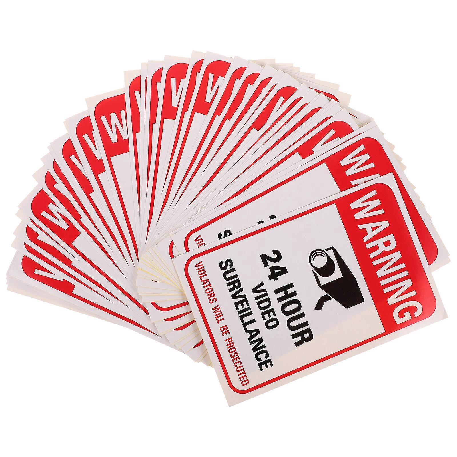 Video Warning Stickers Surveillance Sign for Security Use with 50 Sheets