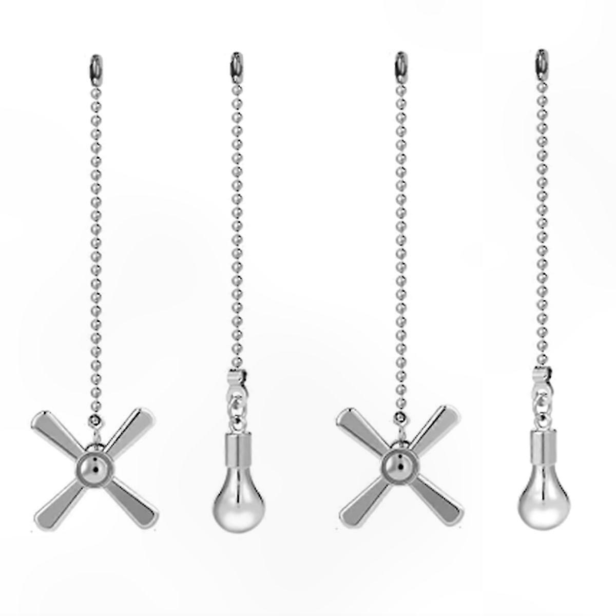 2 Packs Ceiling Fan Pull Chain Decorations, Metal Light Bulb Ornaments, Extension Chains for Fan Pulls