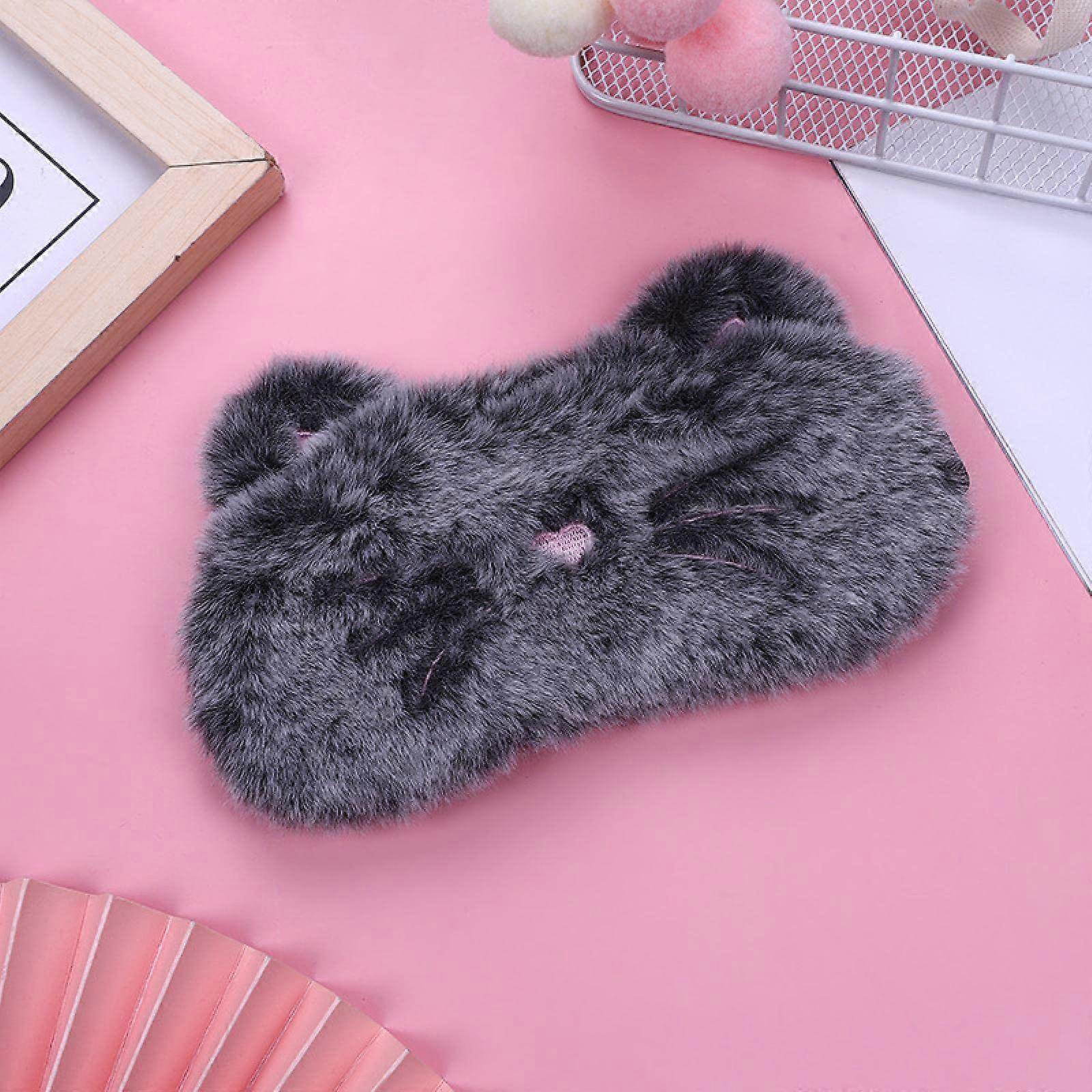 Plush Cat Sleep Eye Mask with Comfortable Light Blocking, Soft Cartoon Design, Multiple Colors