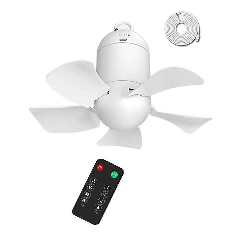 USB Powered Ceiling Fan with Remote Controller Portable Tent Hooks Hanging Fan