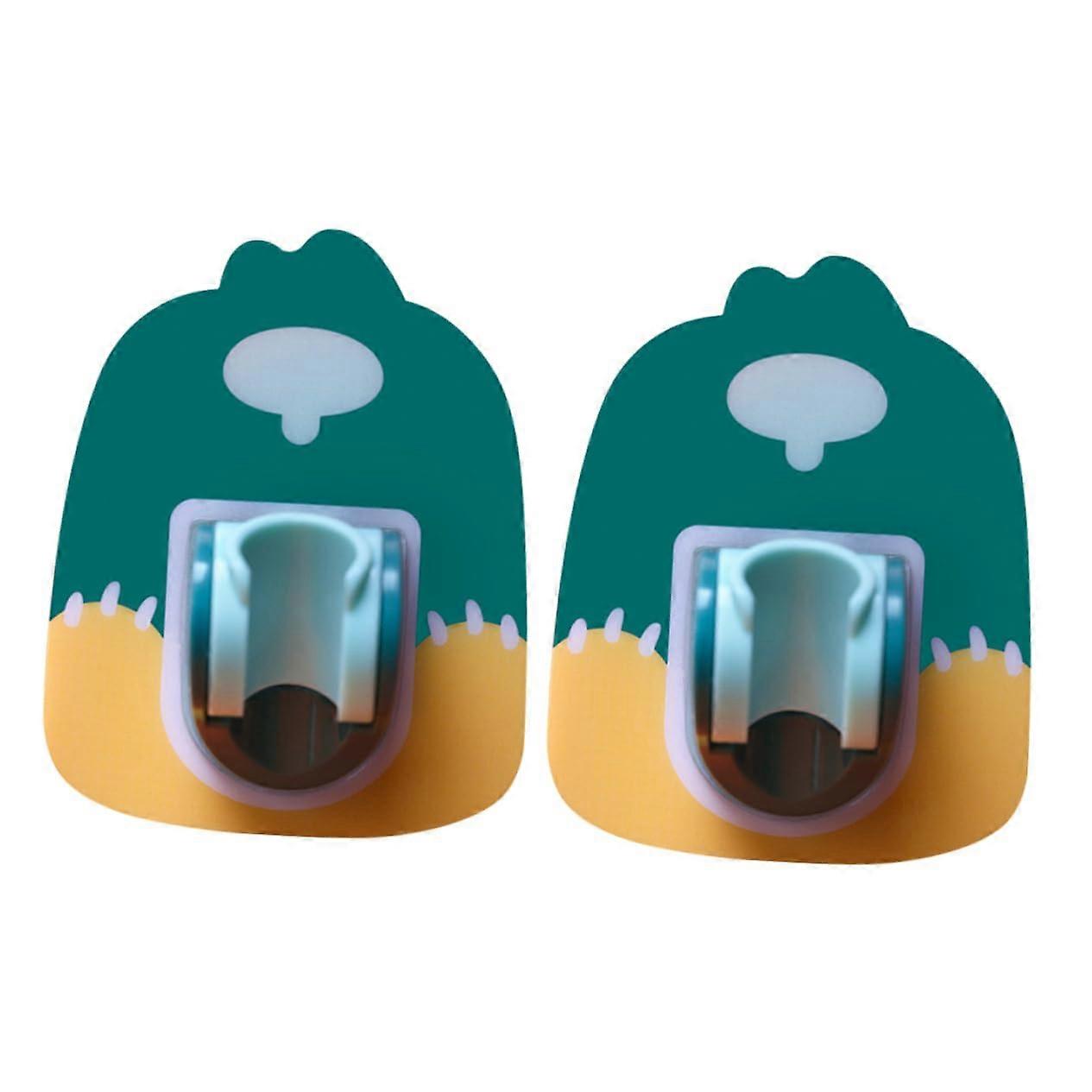 2pcs Wall Mounted Adjustable Shower Head Holder Universal Bathroom Bracket Green 12x9.5x4cm