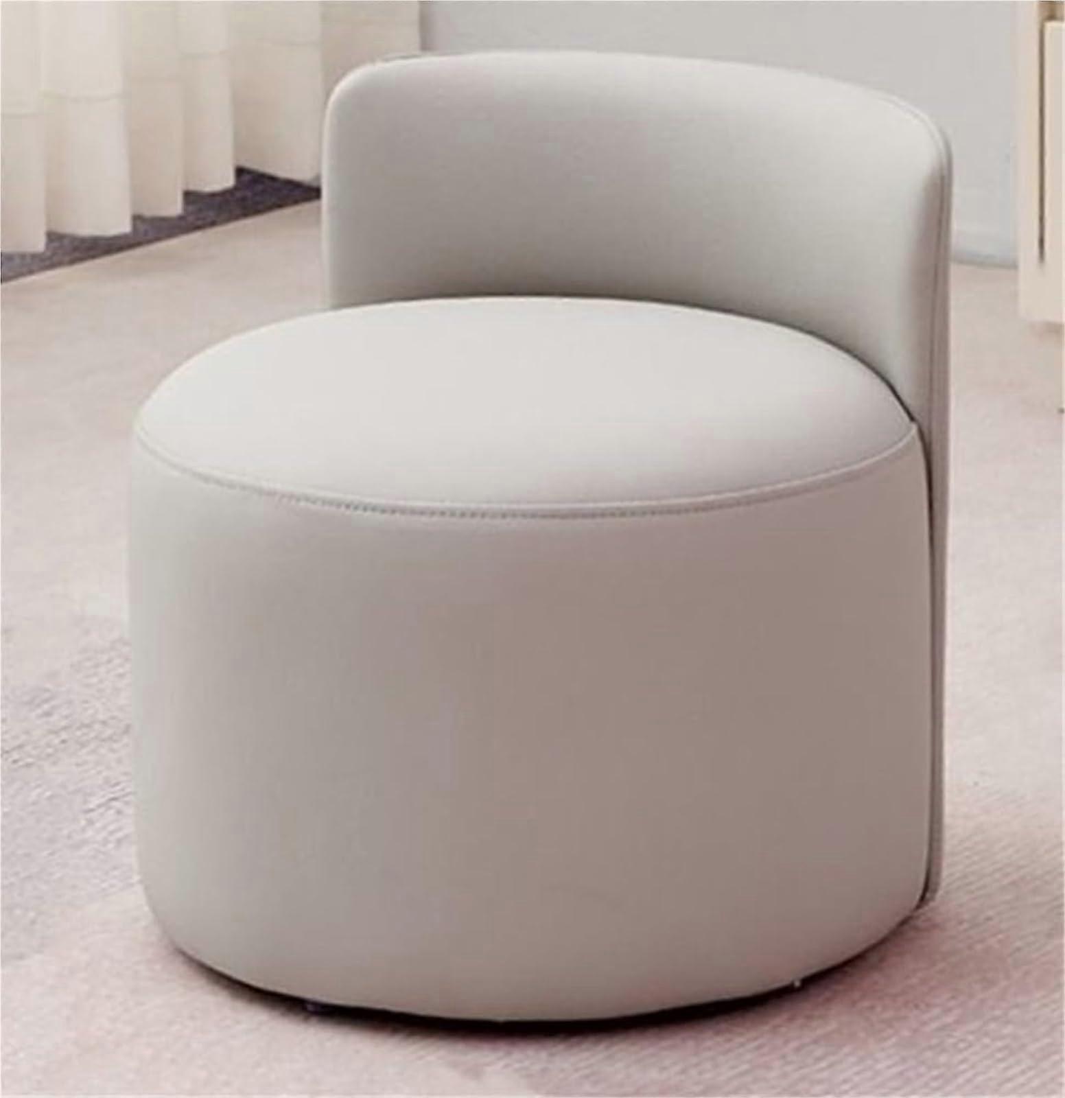 Gray Vanity Stool with Ergonomic Backrest and Footrest for Bedroom or Dorm