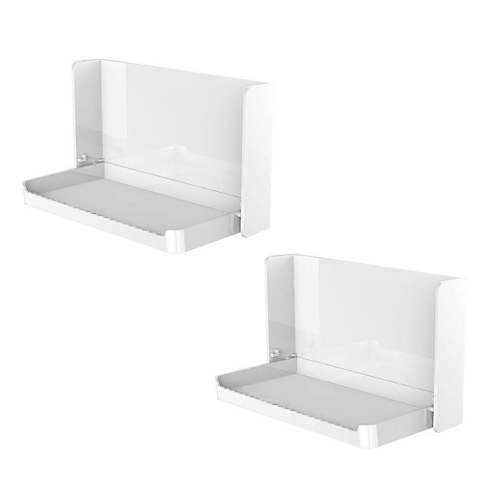 Foldable Wall Mounted Phone Holder and Adhesive Bathroom Shelf, NoDrill Installation, SpaceSaving Design