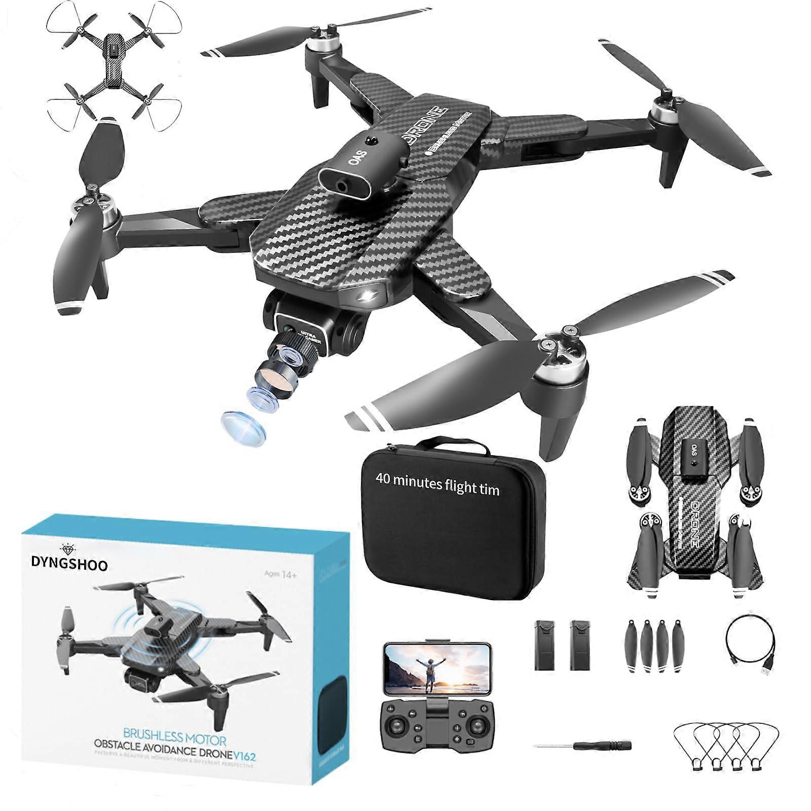 4K Foldable Drone with Dual Camera, 40Min Flight Time, Gesture Control, Headless Mode