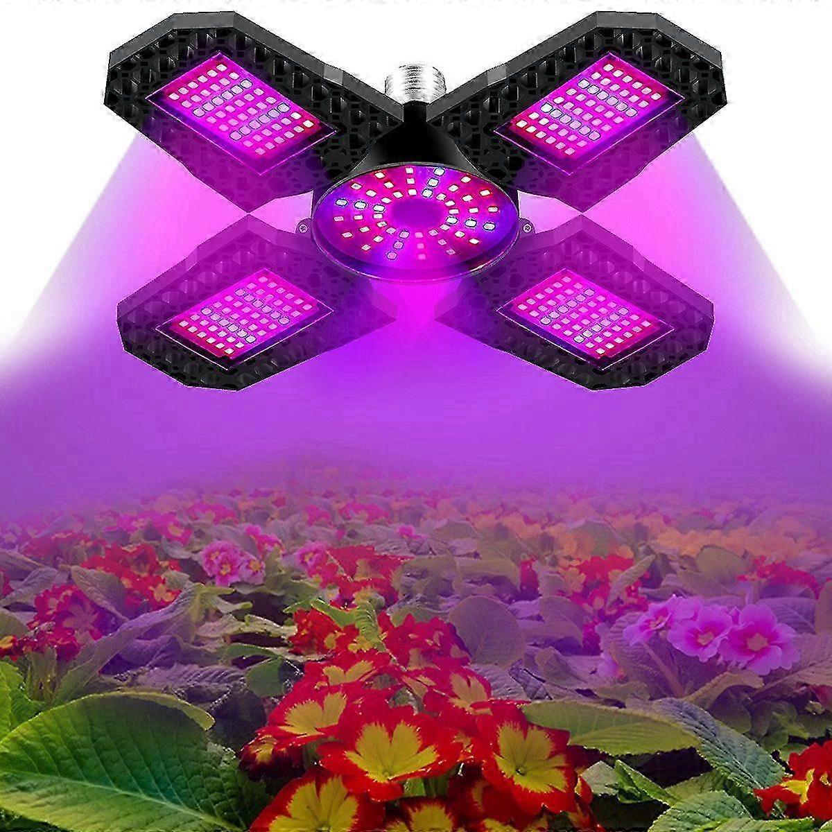 LED grow light, Collapsible transformable four-leafed design for efficient plant growth
