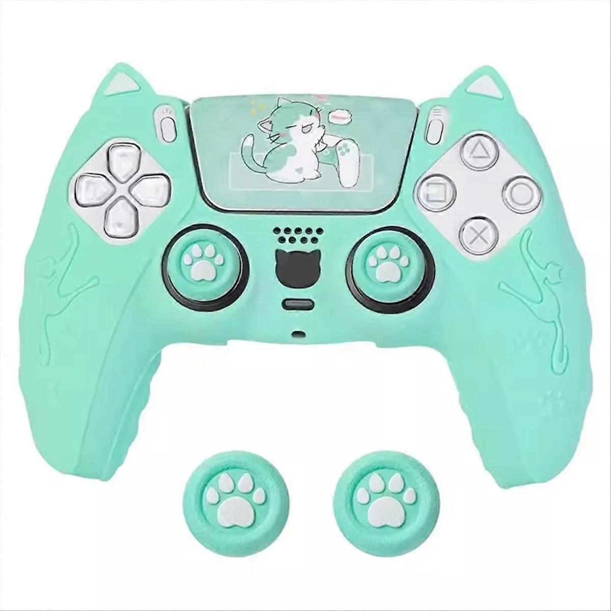 Silicone Cat Ear Handle Protective Cover for PS5 Controller Green
