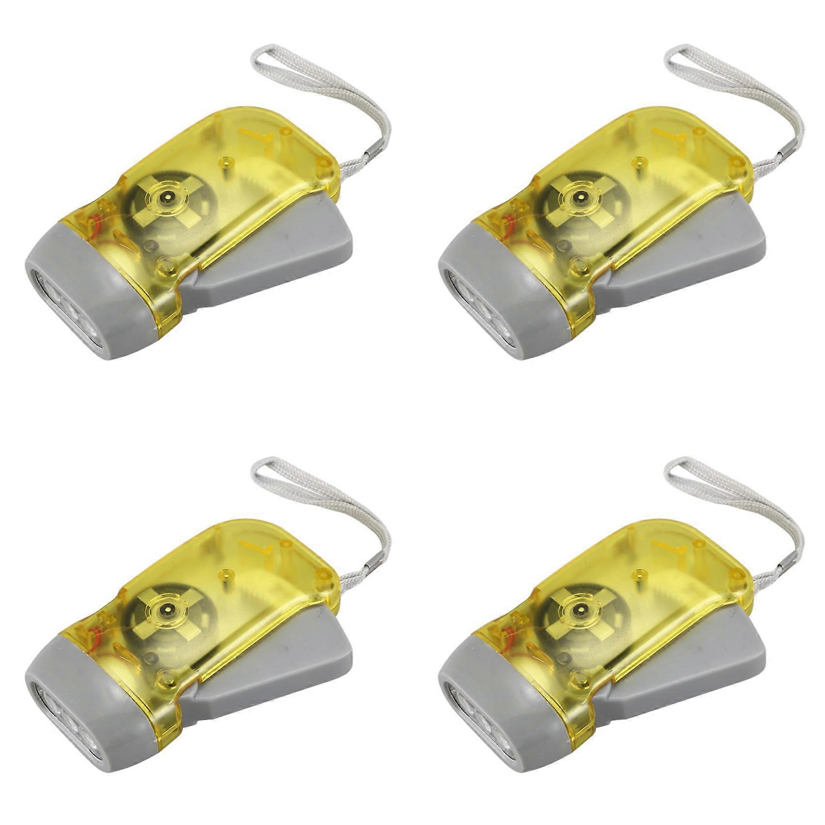4X 3 LED Dynamo Wind Up Flashlight Torch Light Hand Press Crank NR Camping