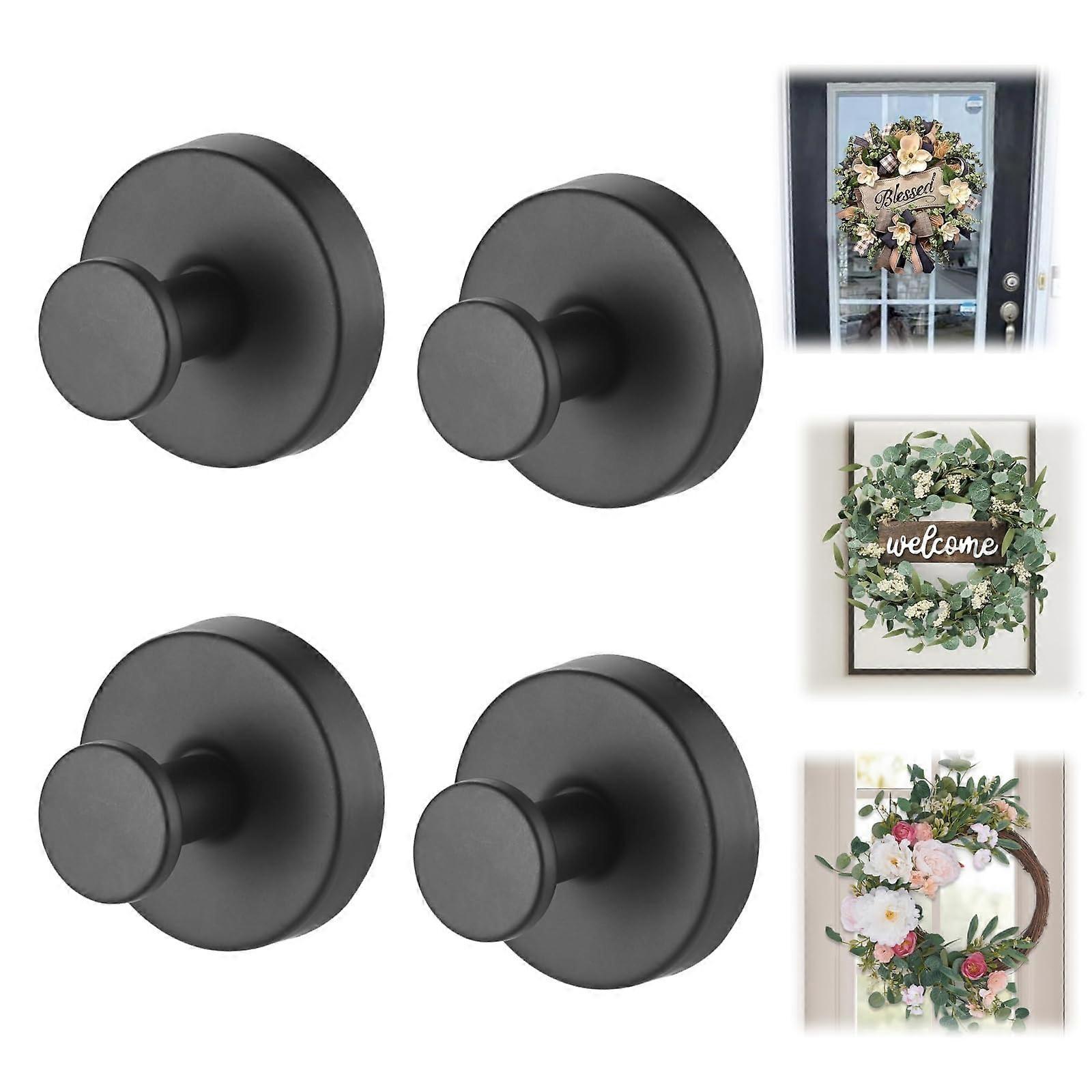 Suction Cup Hooks No Drill Bathroom Towel Hooks Strong Rustproof Waterproof 4 Pack Black