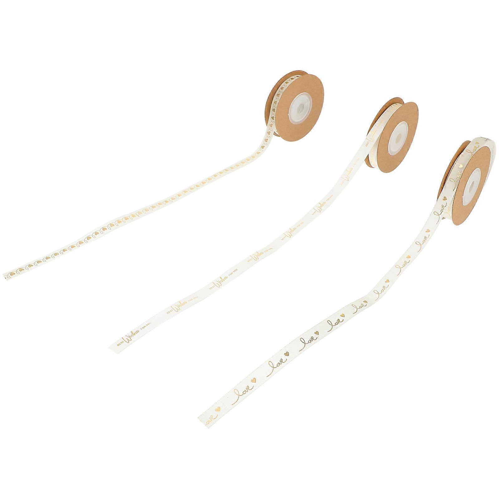 Polyester Heart Pattern Packing Ribbons for Gift Wrapping 3 Rolls Ribbon