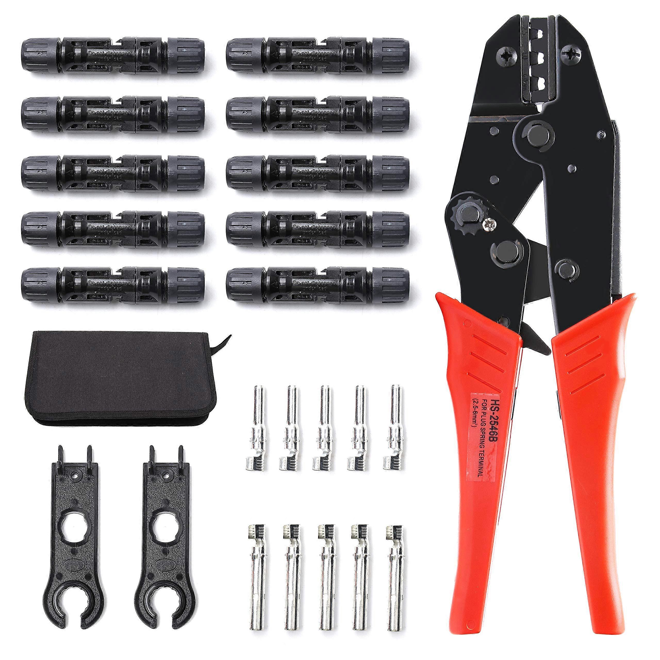 Solar Panel Crimping Tool Kit with MC4 Connectors for 2.5/4/6mm² PV Cable Installation