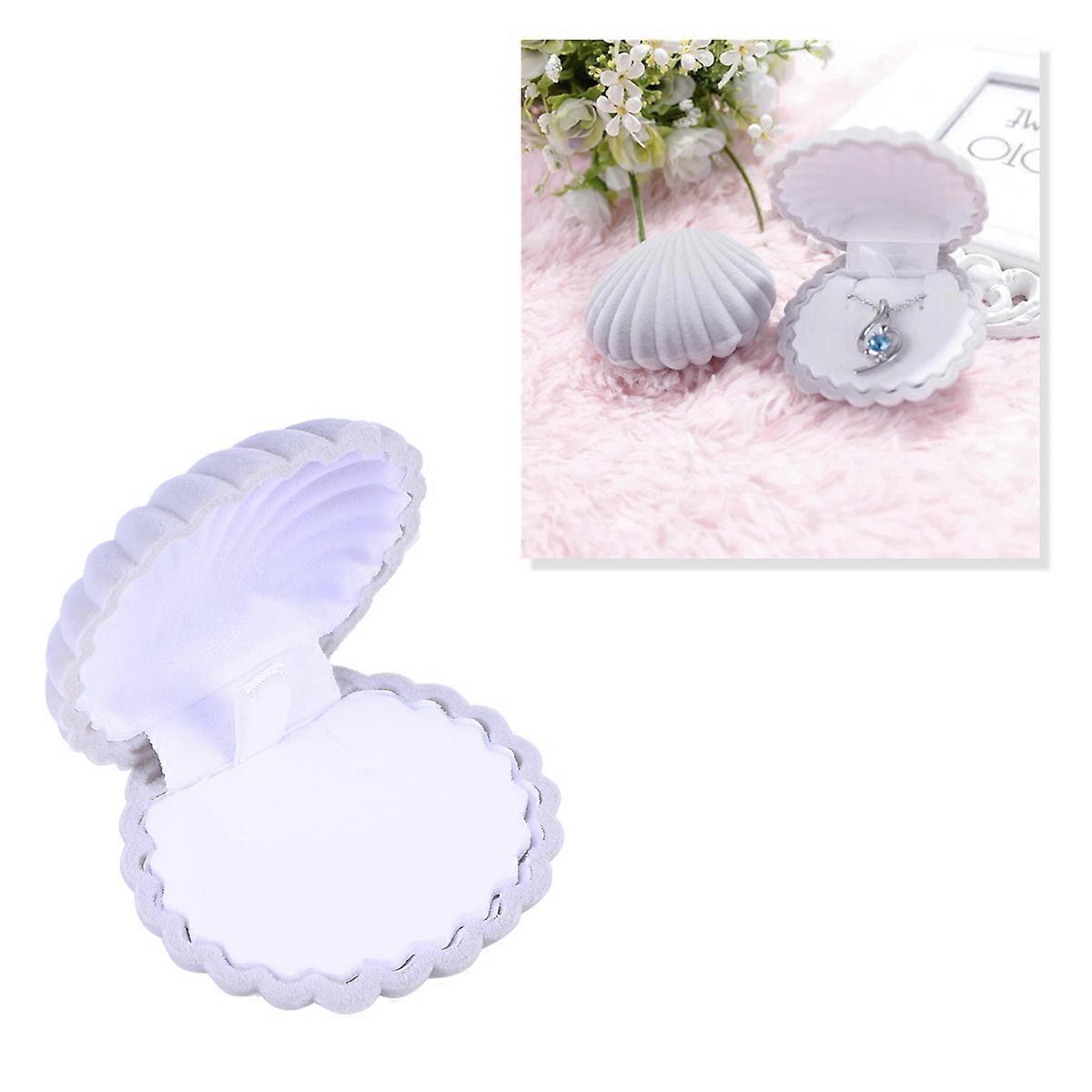 Engagement Ring Box Shell Shape for Jewelry Display 1 Piece Gray