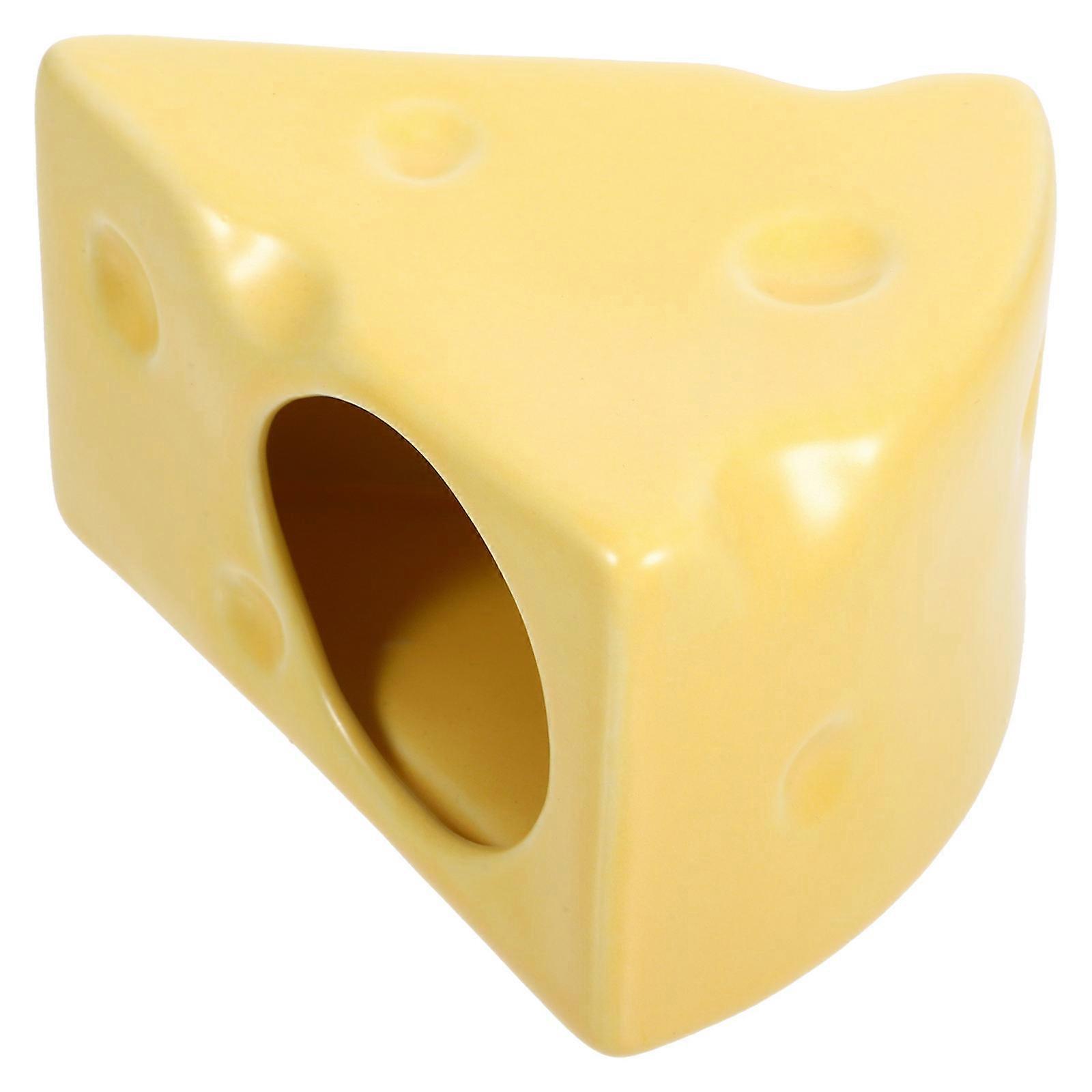 Ceramic Hamster Hideout Cooling Nest for 5Pcs Small Pet Cheese Shape House