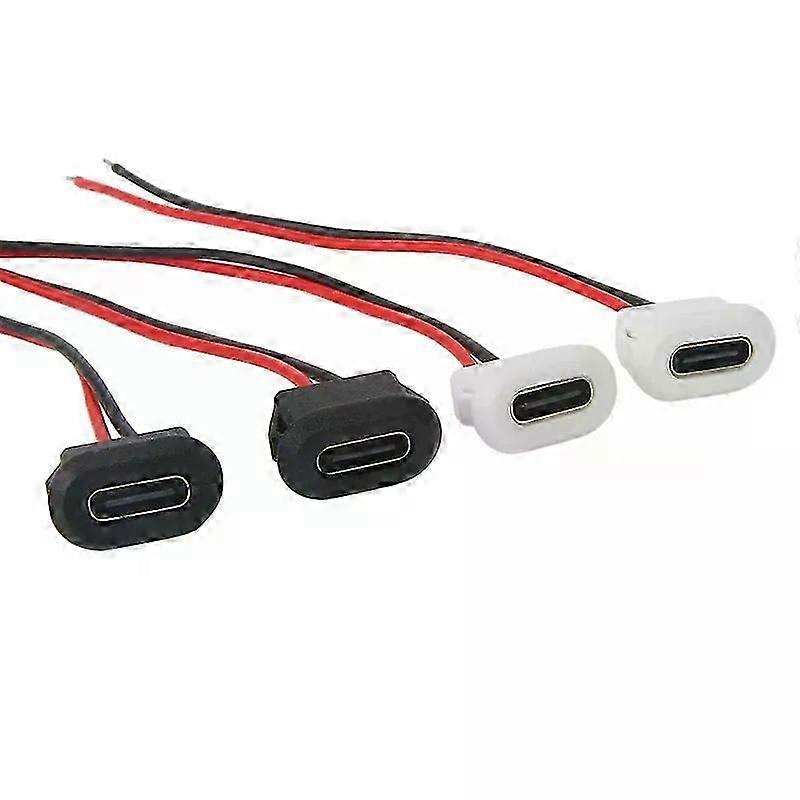 2 Pin USB-C Type Waterproof USB Connector Direct compression female base Female Socket Charging Interface With Welding Wire